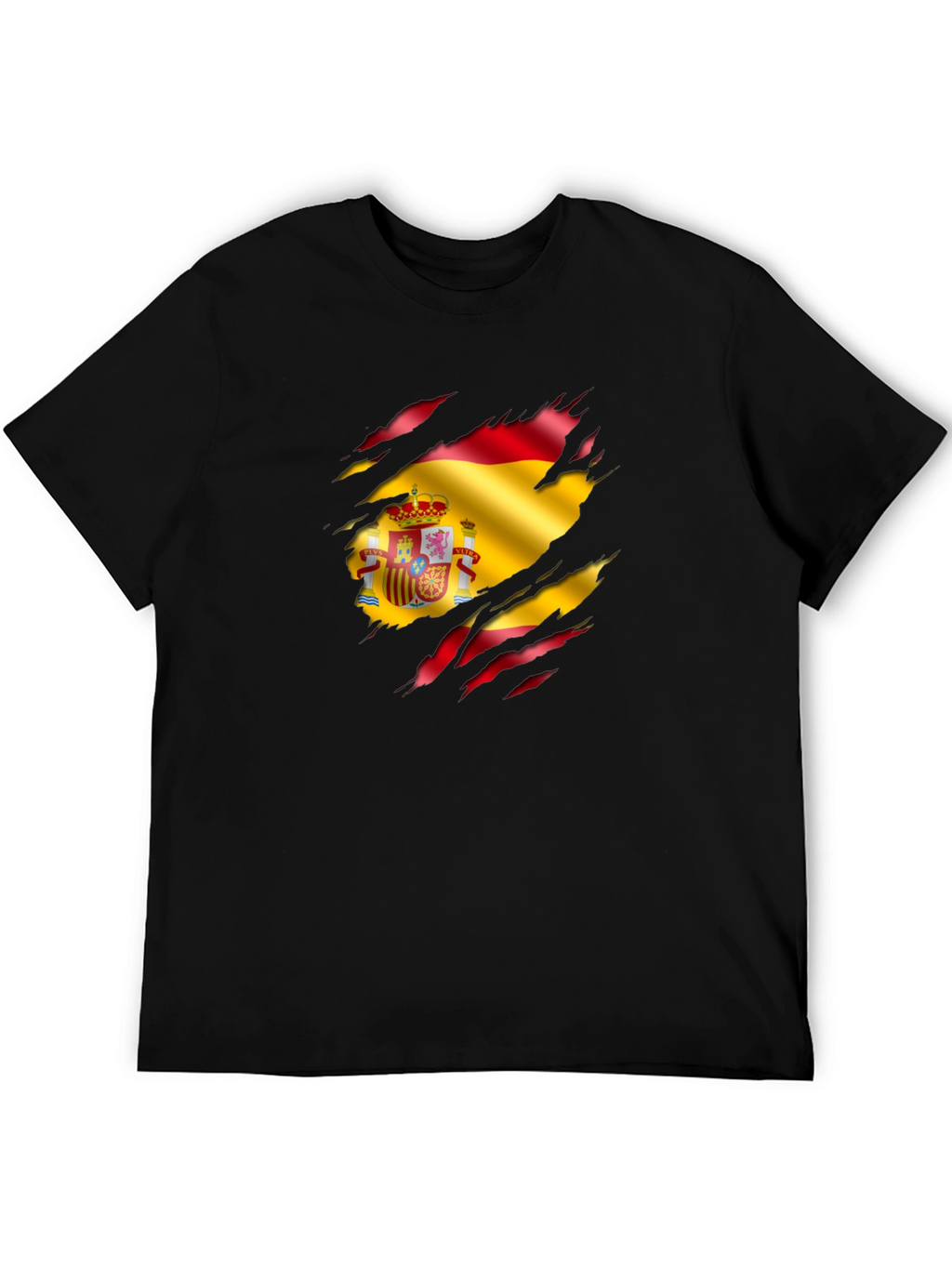 Spain Flag Ripped Graphic T-Shirt