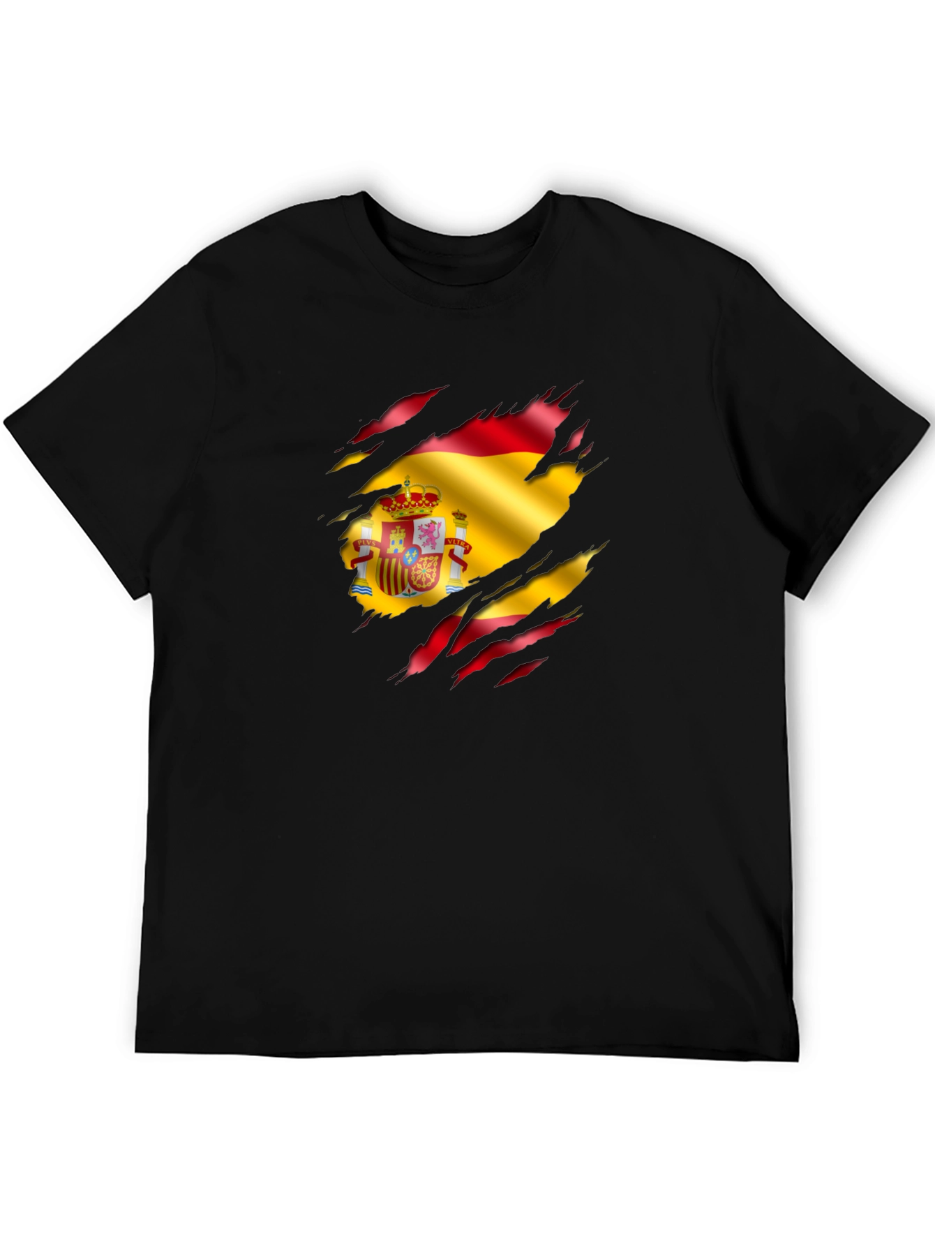 Spain Flag Ripped Graphic T-Shirt
