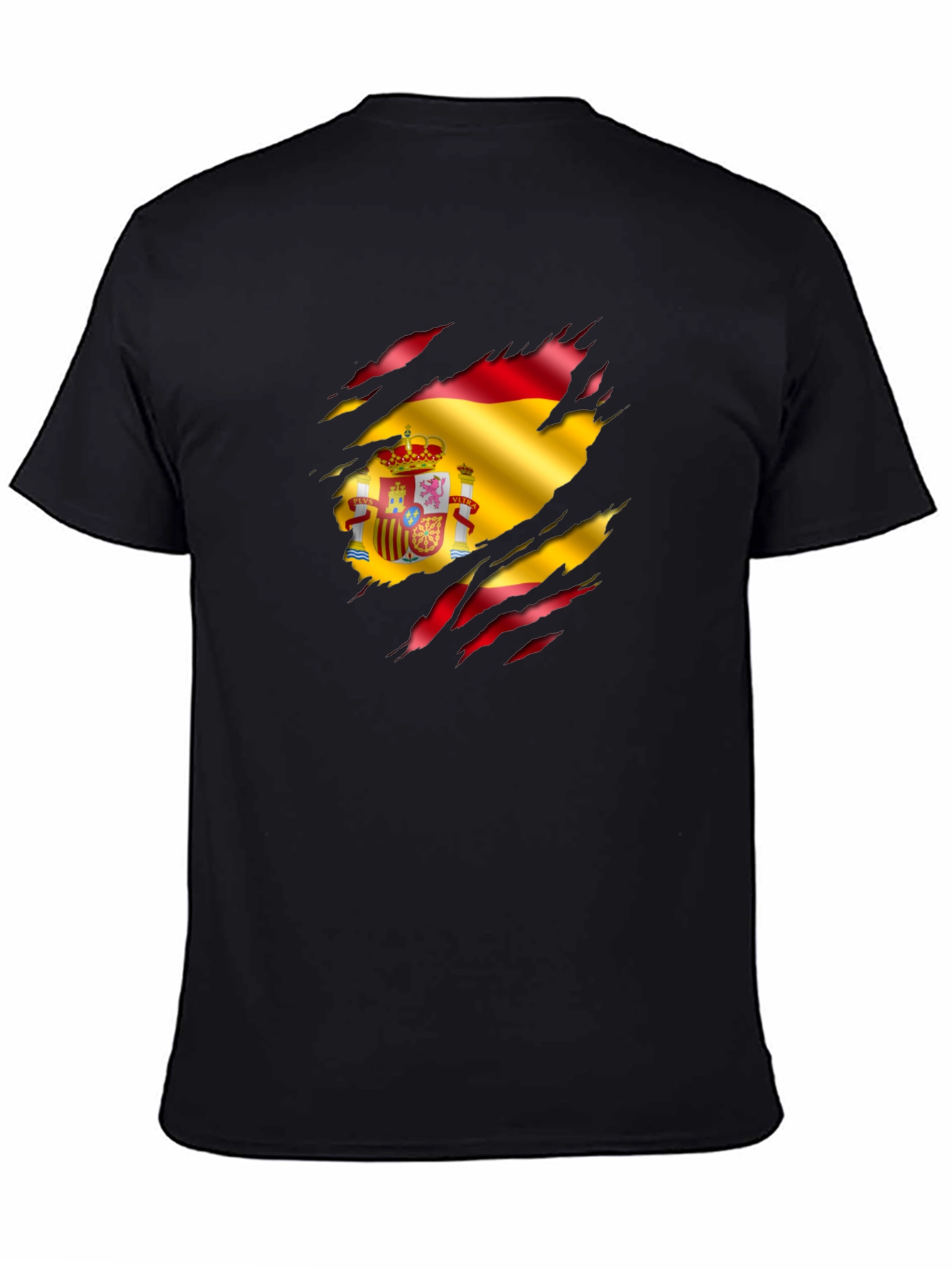 Spain Flag Ripped Graphic T-Shirt