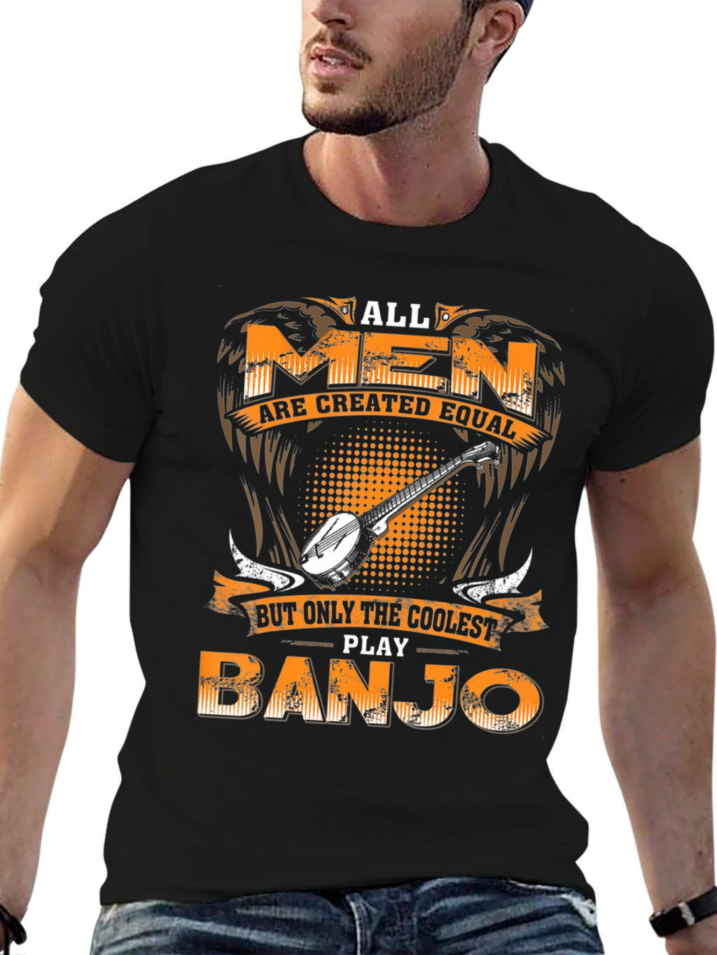 Coolest Banjo Player Black T-Shirt