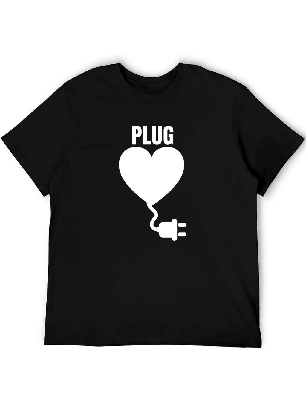 Plug Heart Relationship T-Shirt - Black Casual Tee