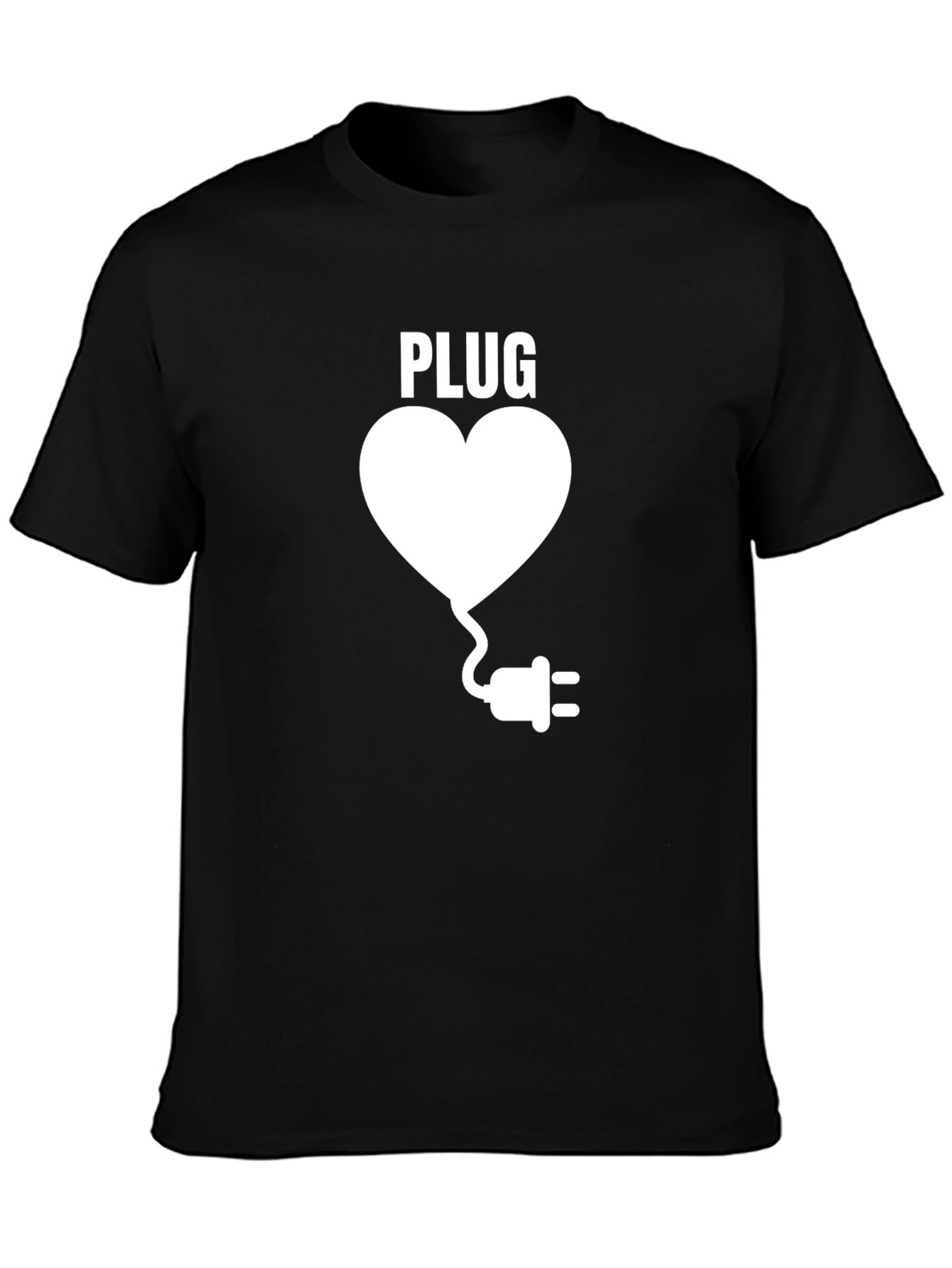 Plug Heart Relationship T-Shirt - Black Casual Tee