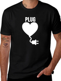 Plug Heart Relationship T-Shirt - Black Casual Tee