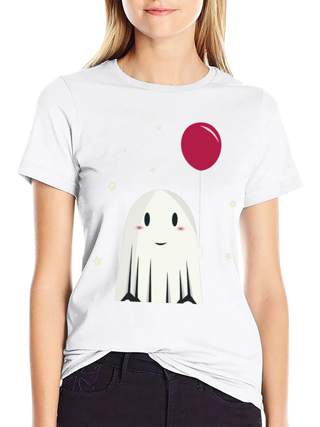 Cute Ghost & Balloon Graphic Tee
