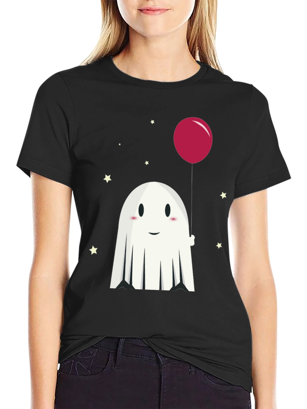 Cute Ghost & Balloon Graphic Tee
