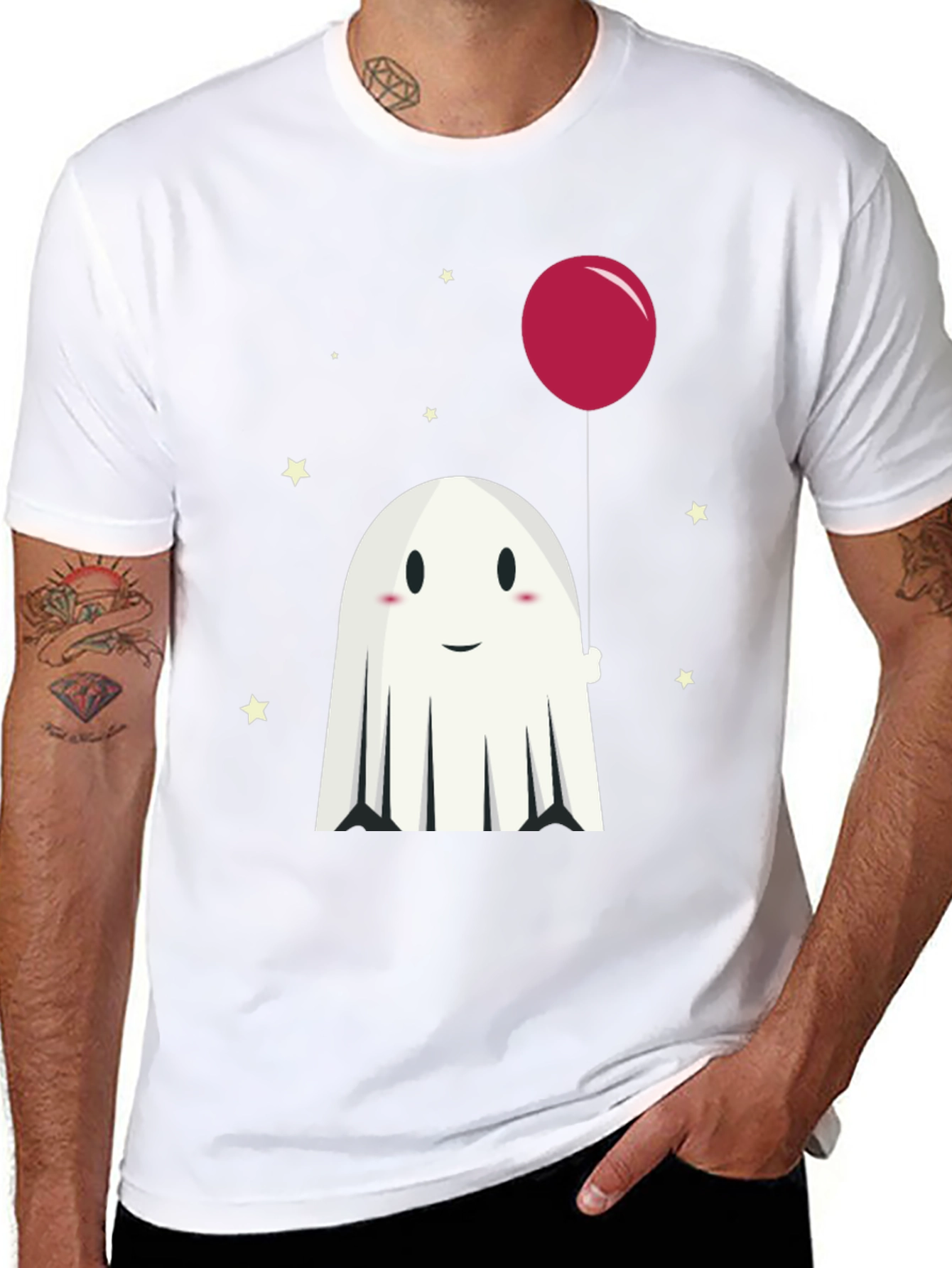 Cute Ghost & Balloon Graphic Tee