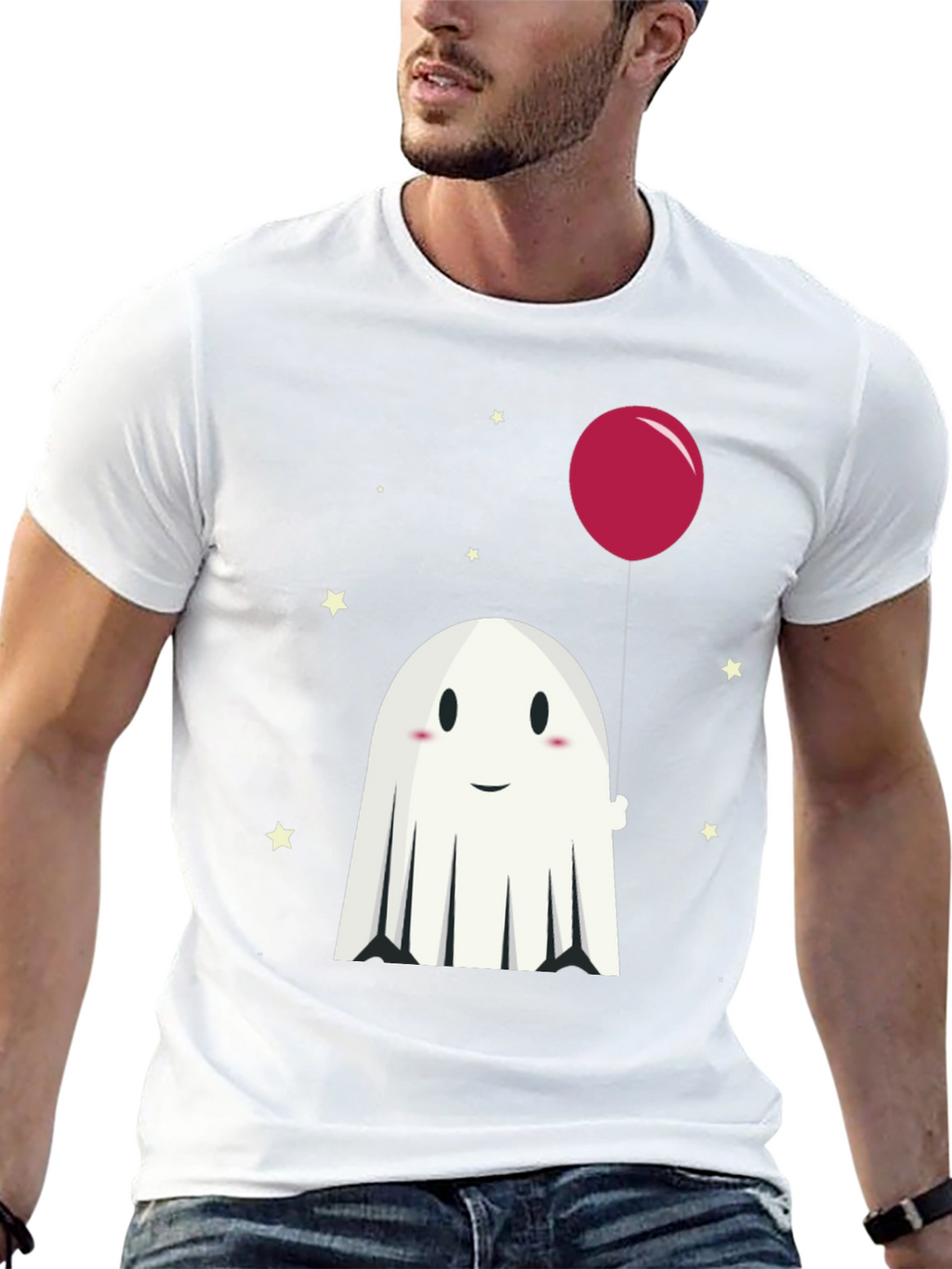 Cute Ghost & Balloon Graphic Tee
