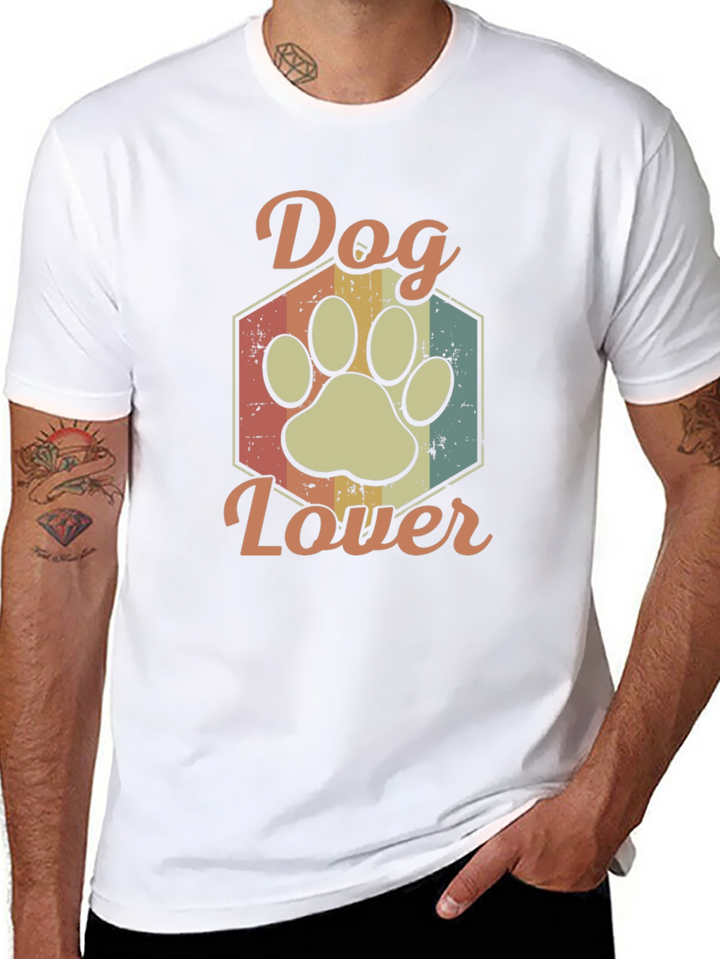 Dog Lover T-Shirt - Retro Paw Print Tee