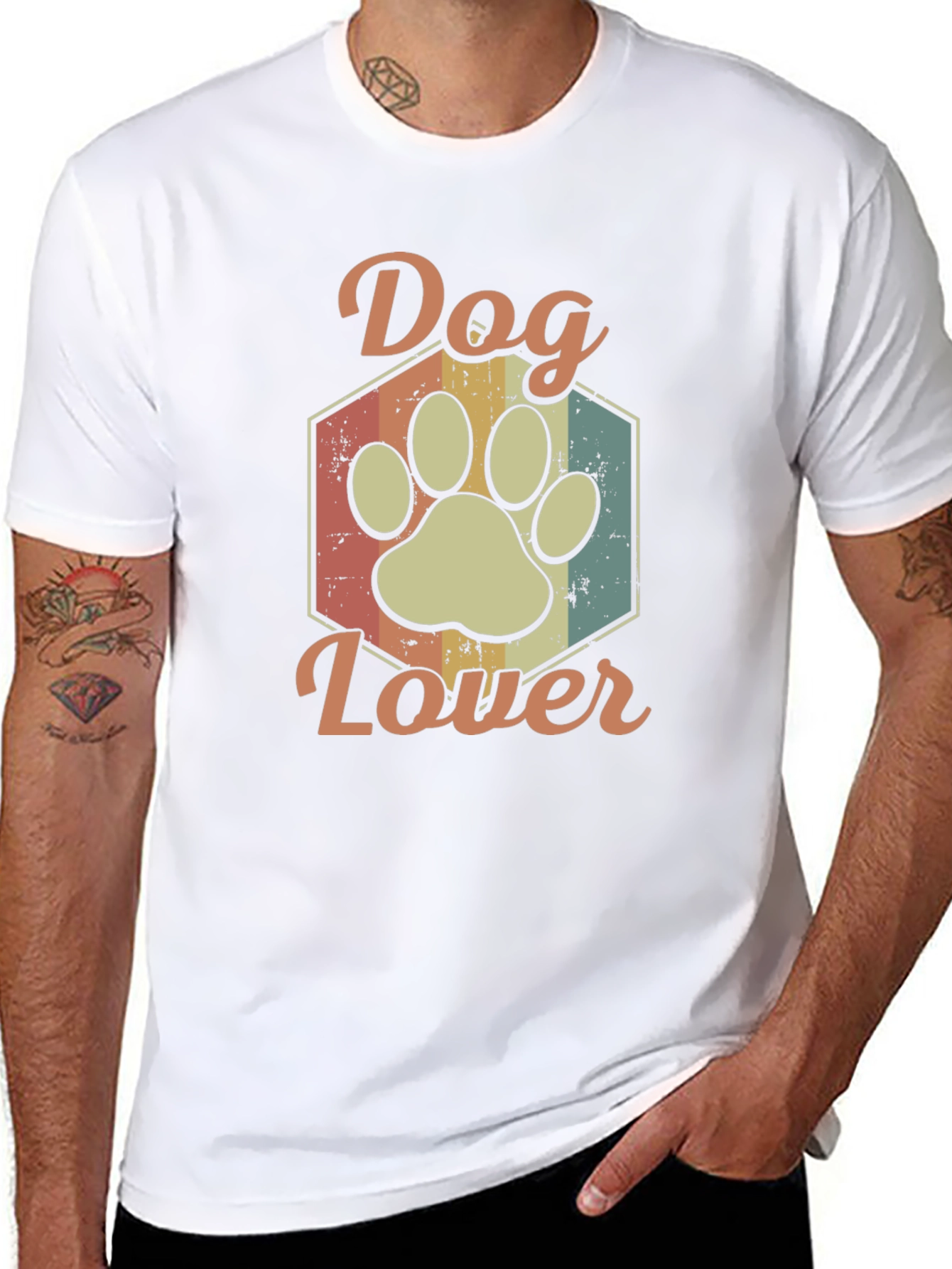Dog Lover T-Shirt - Retro Paw Print Tee
