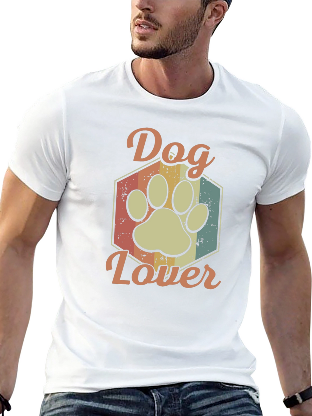 Dog Lover T-Shirt - Retro Paw Print Tee