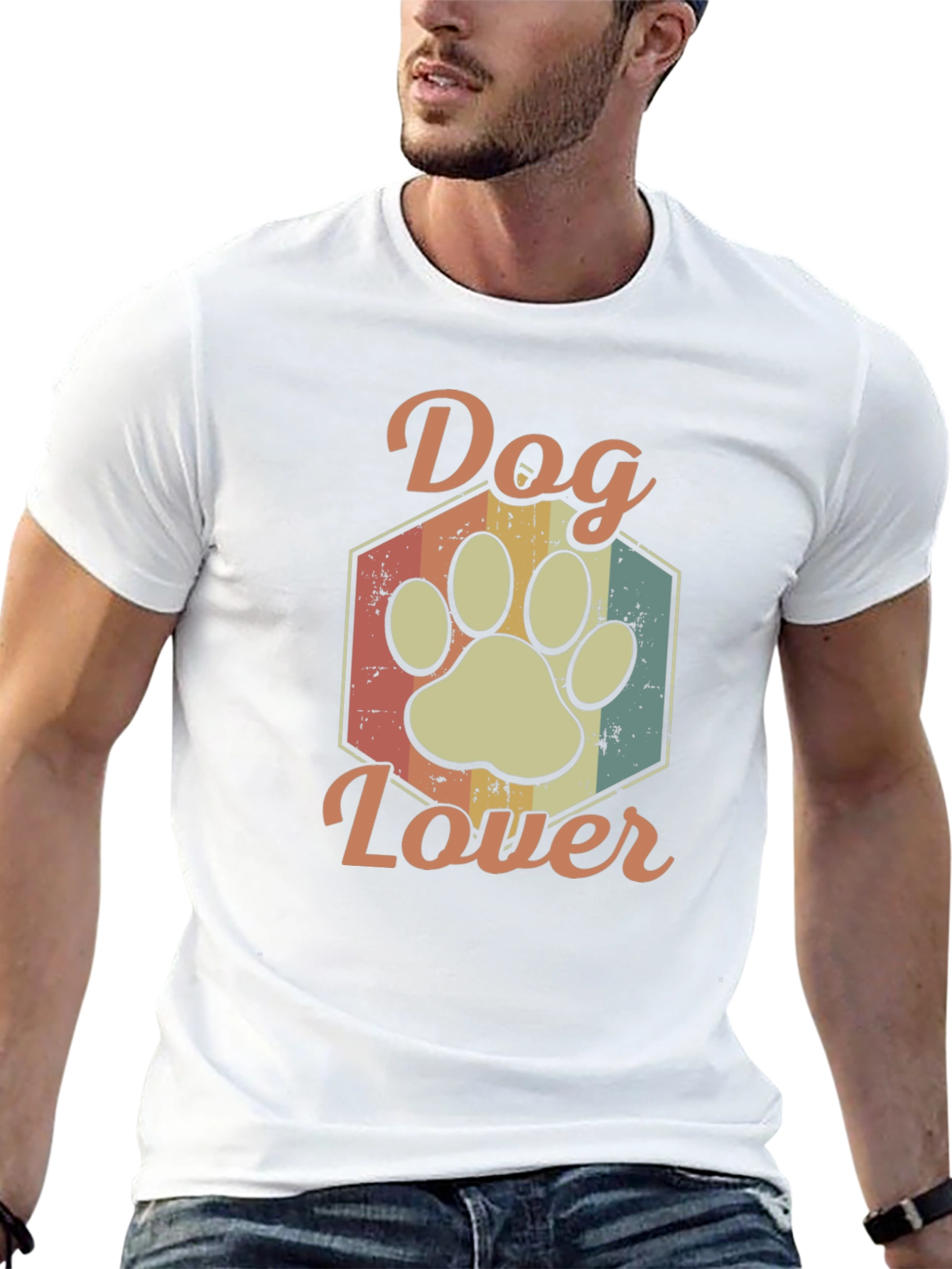 Dog Lover T-Shirt - Retro Paw Print Tee