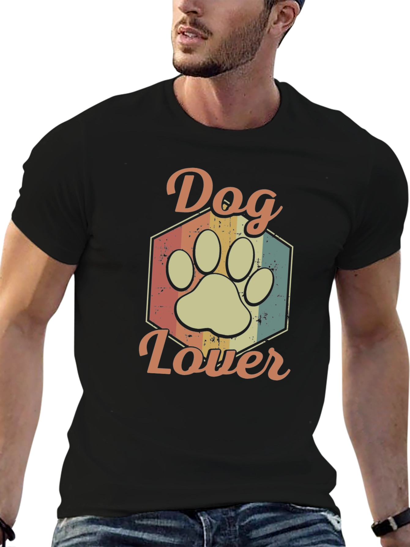 Dog Lover T-Shirt - Retro Paw Print Tee