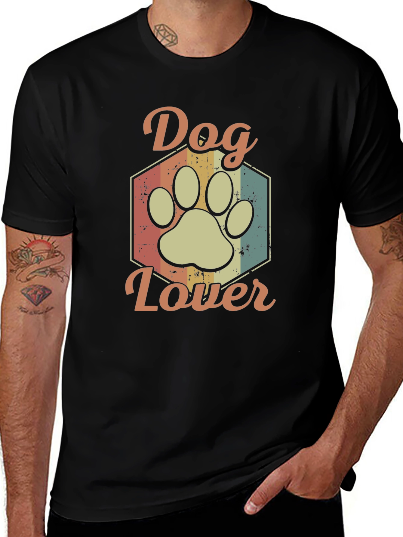Dog Lover T-Shirt - Retro Paw Print Tee