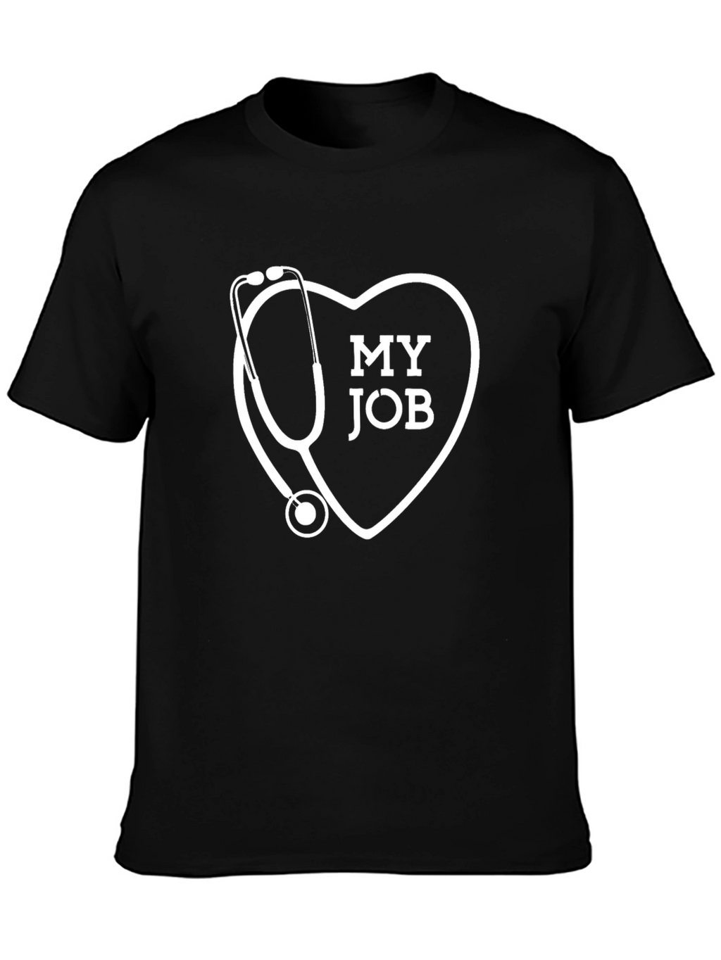 My Job Stethoscope Heart Graphic T-Shirt - Black
