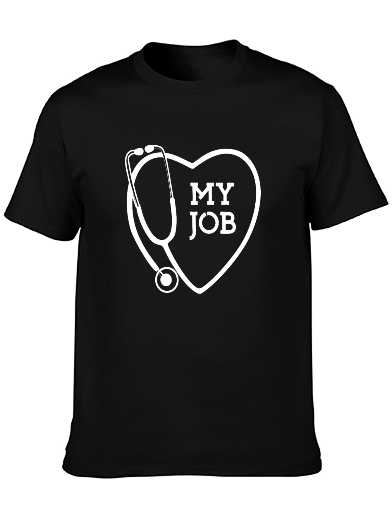 My Job Stethoscope Heart Graphic T-Shirt - Black