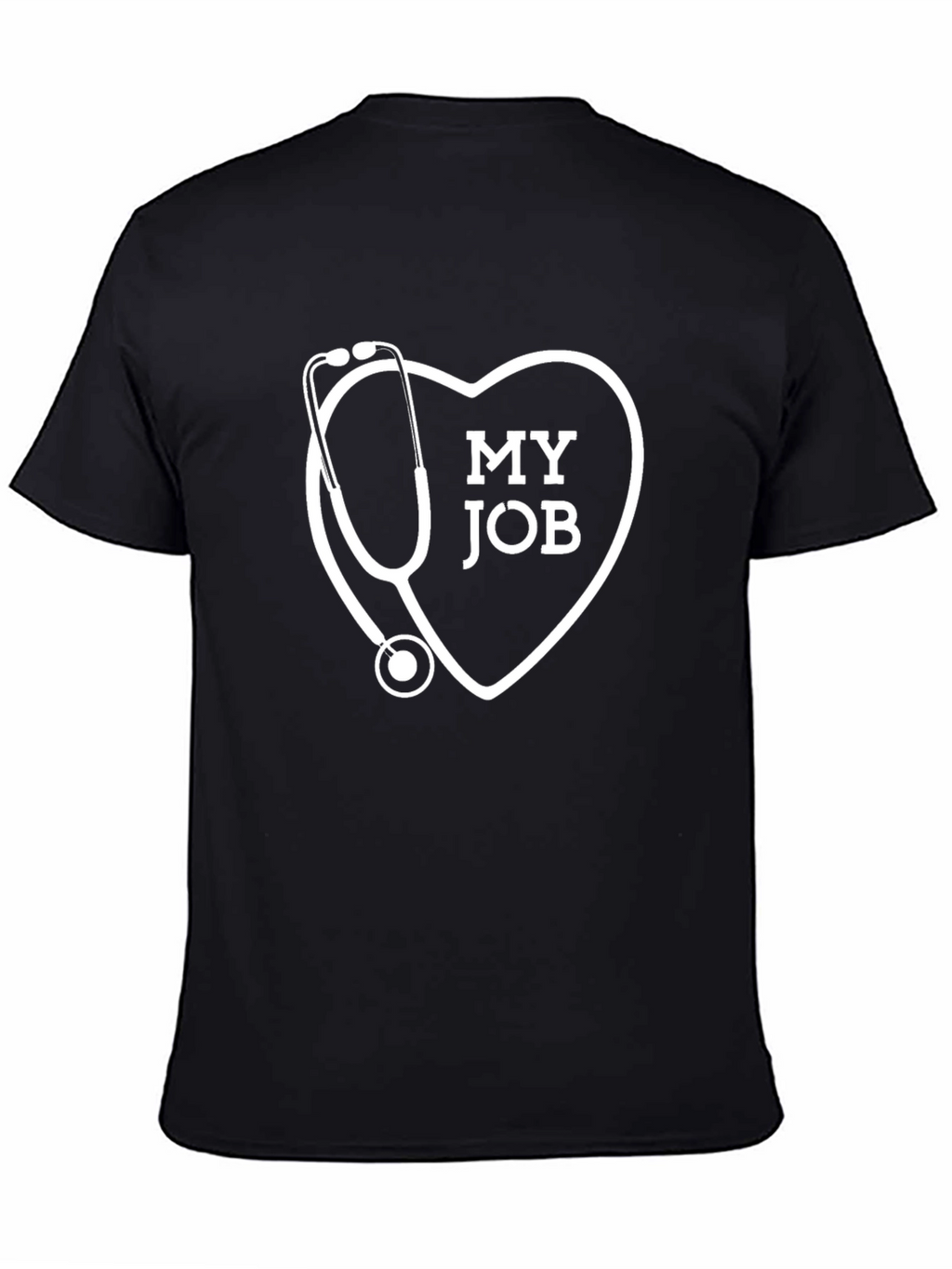 My Job Stethoscope Heart Graphic T-Shirt - Black