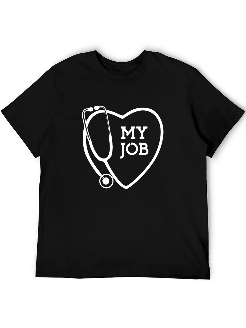 My Job Stethoscope Heart Graphic T-Shirt - Black