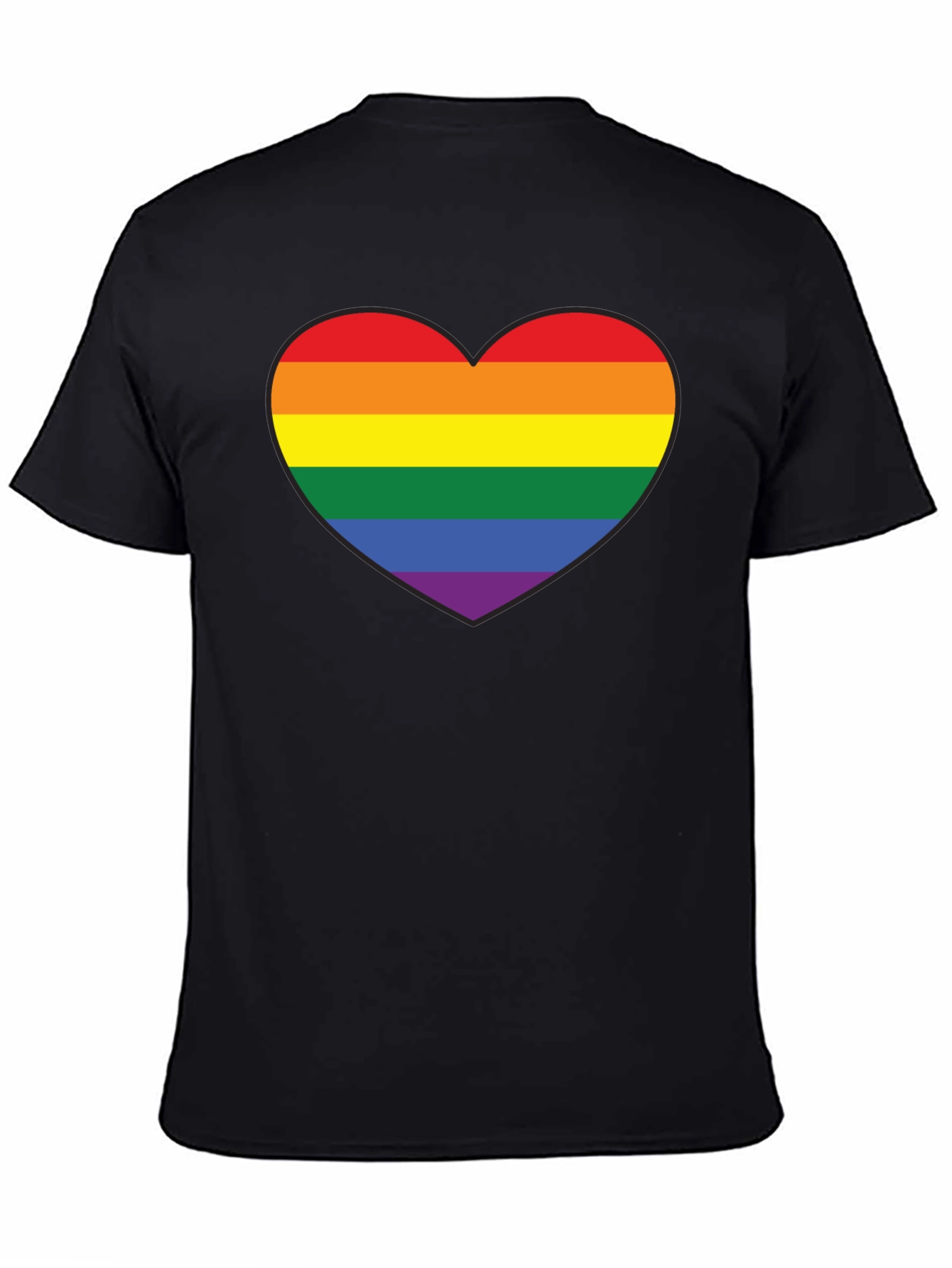 LGBT Pride Rainbow Heart Black T-Shirt