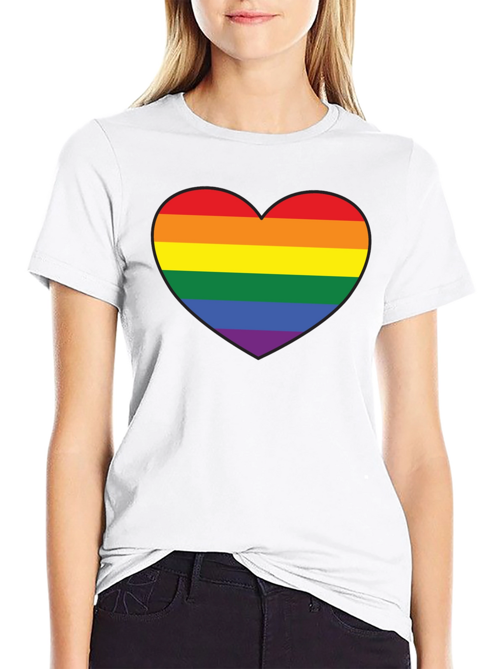 LGBT Pride Rainbow Heart Black T-Shirt