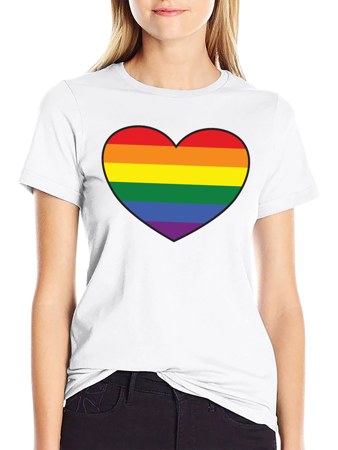 LGBT Pride Rainbow Heart Black T-Shirt