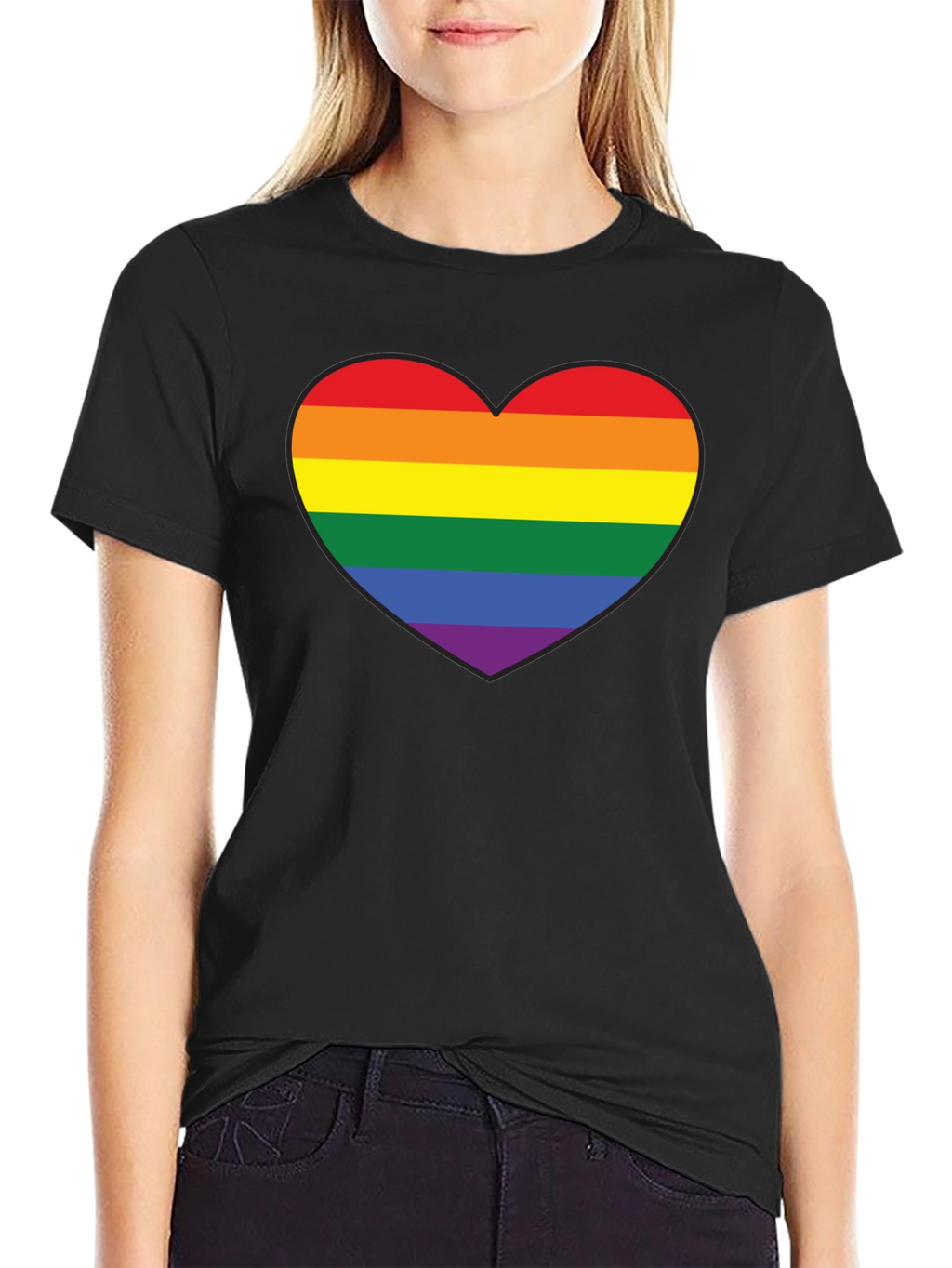 LGBT Pride Rainbow Heart Black T-Shirt