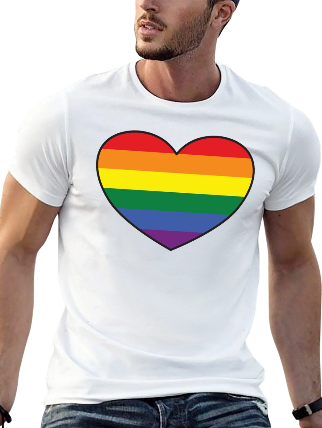LGBT Pride Rainbow Heart Black T-Shirt