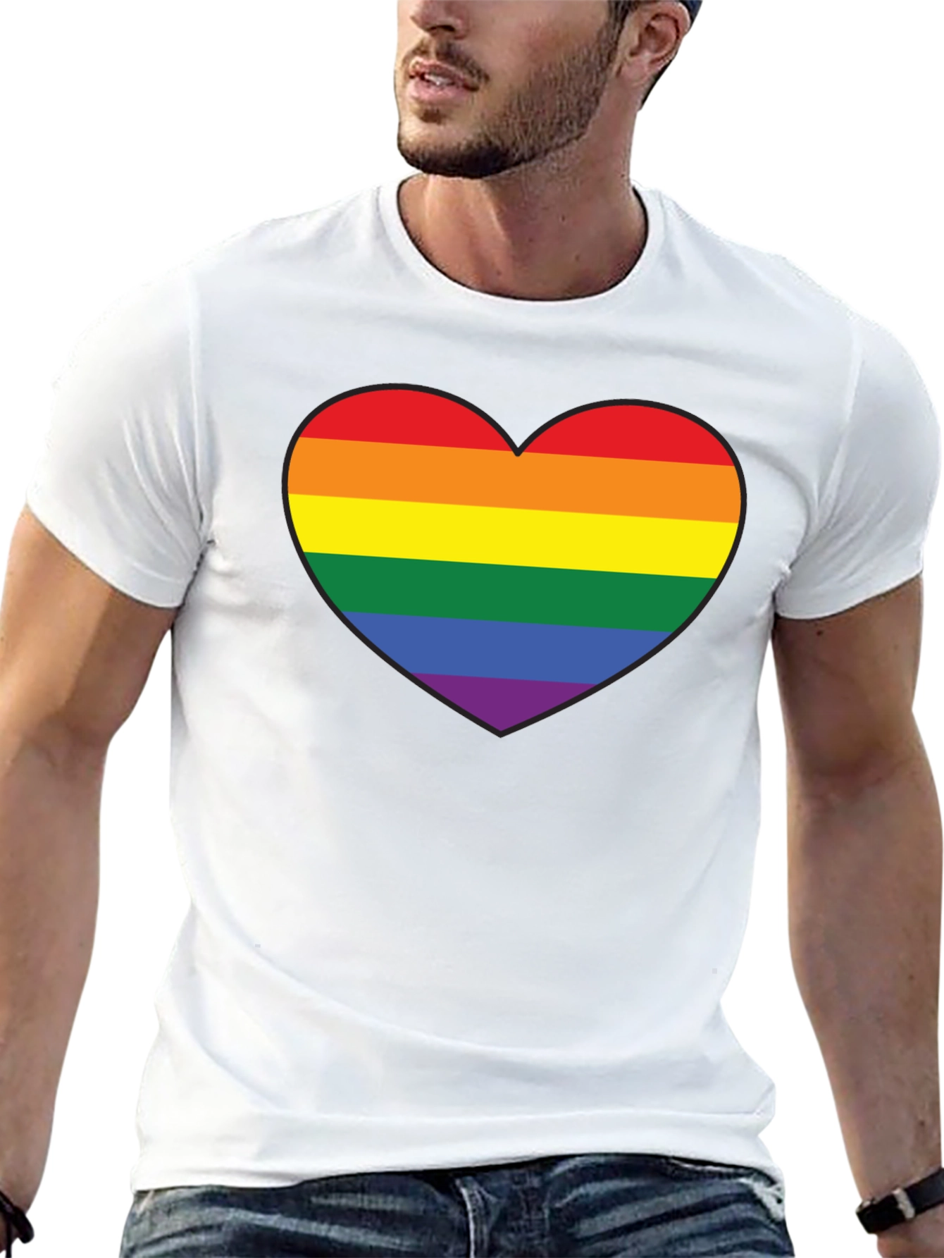 LGBT Pride Rainbow Heart Black T-Shirt