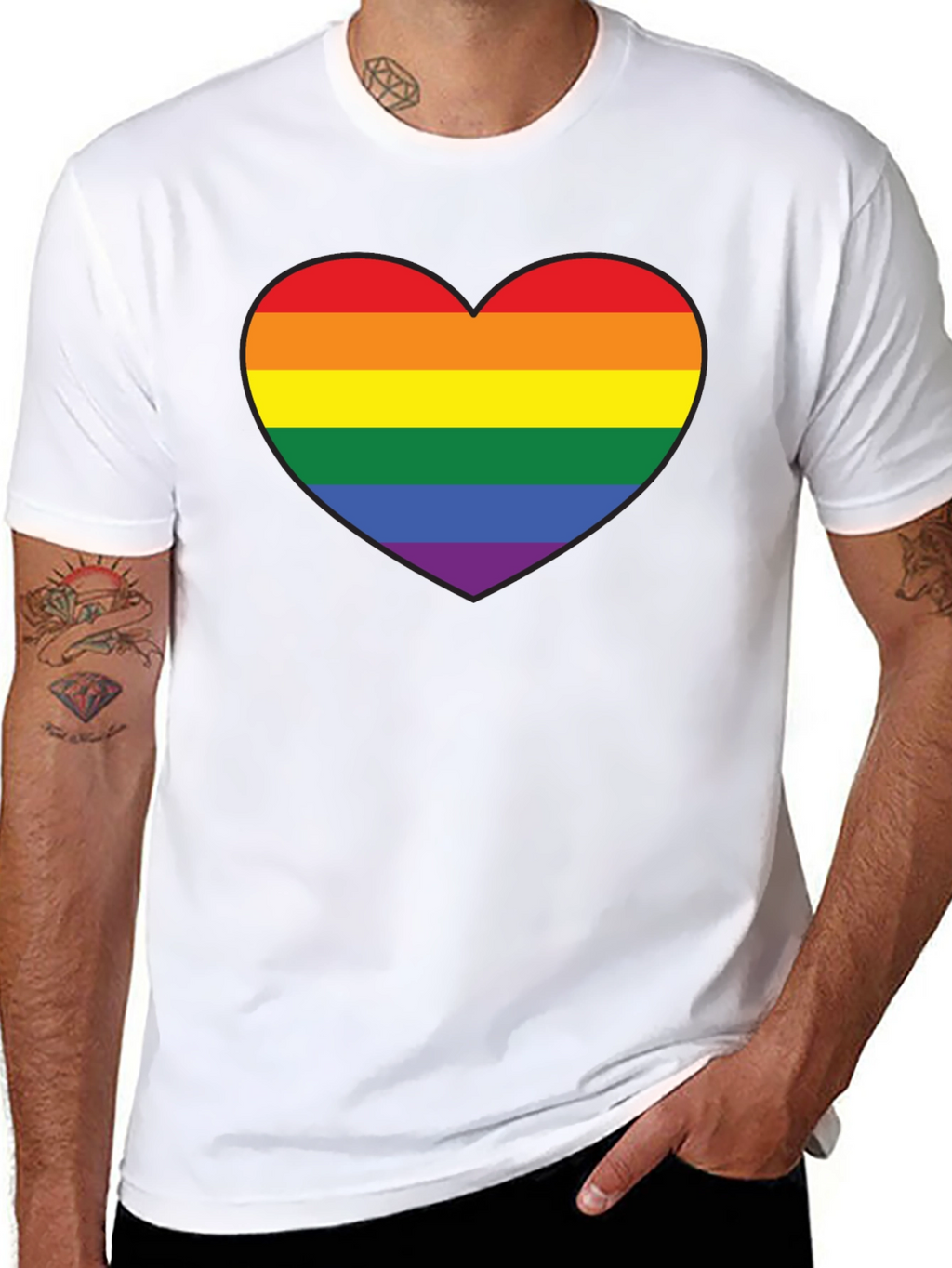 LGBT Pride Rainbow Heart Black T-Shirt