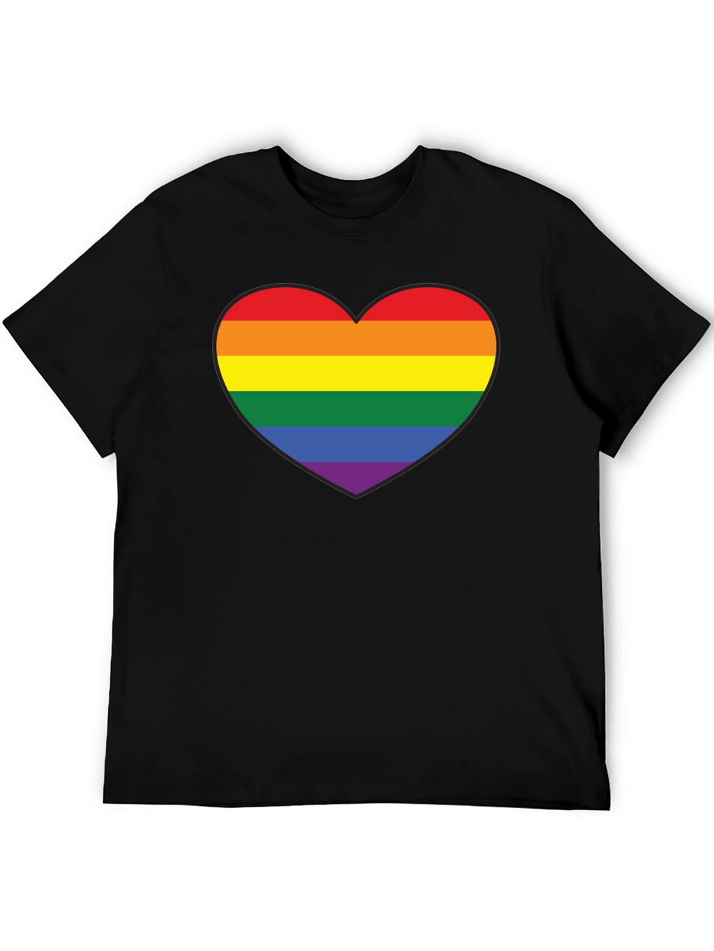 LGBT Pride Rainbow Heart Black T-Shirt