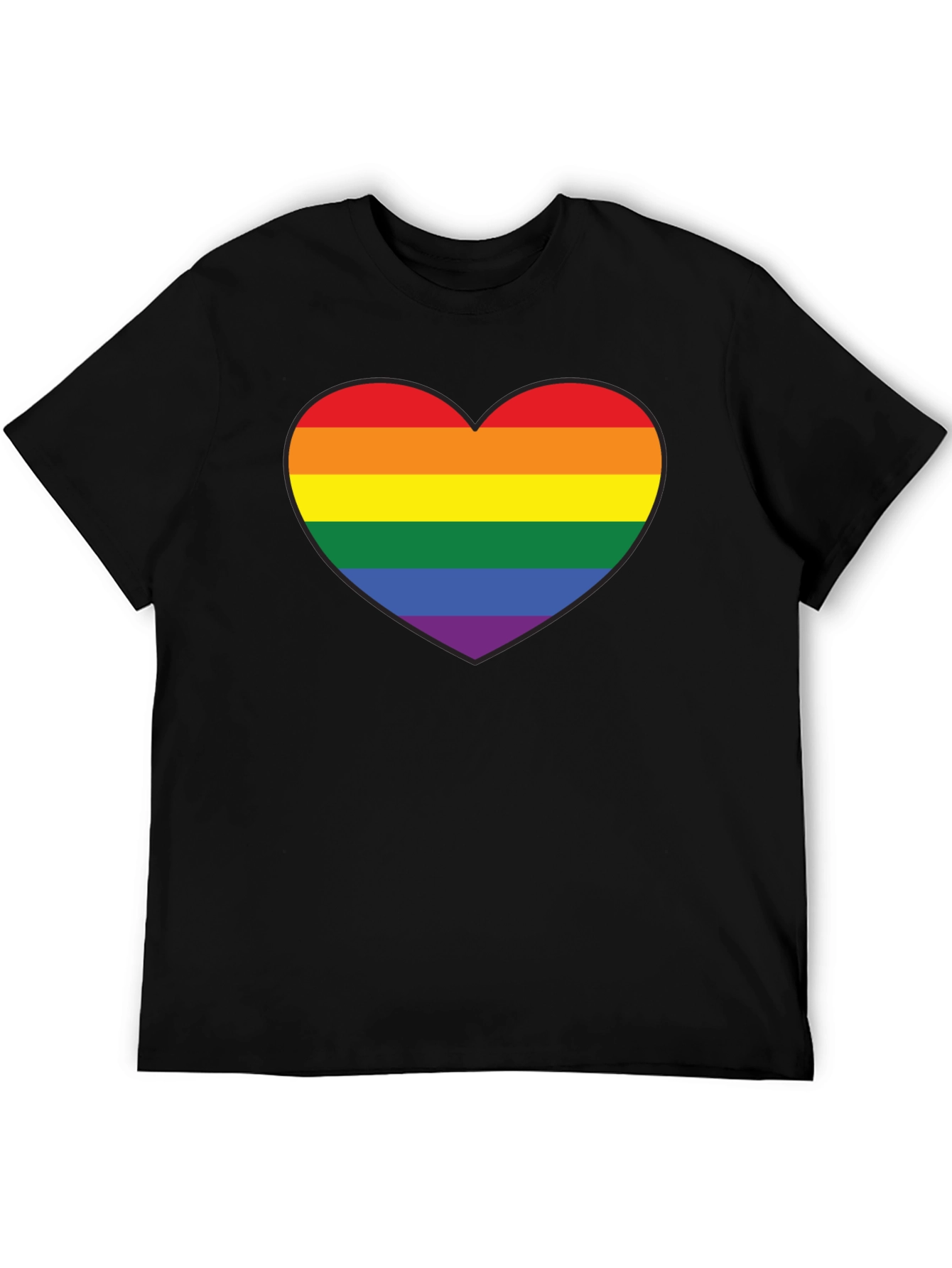LGBT Pride Rainbow Heart Black T-Shirt