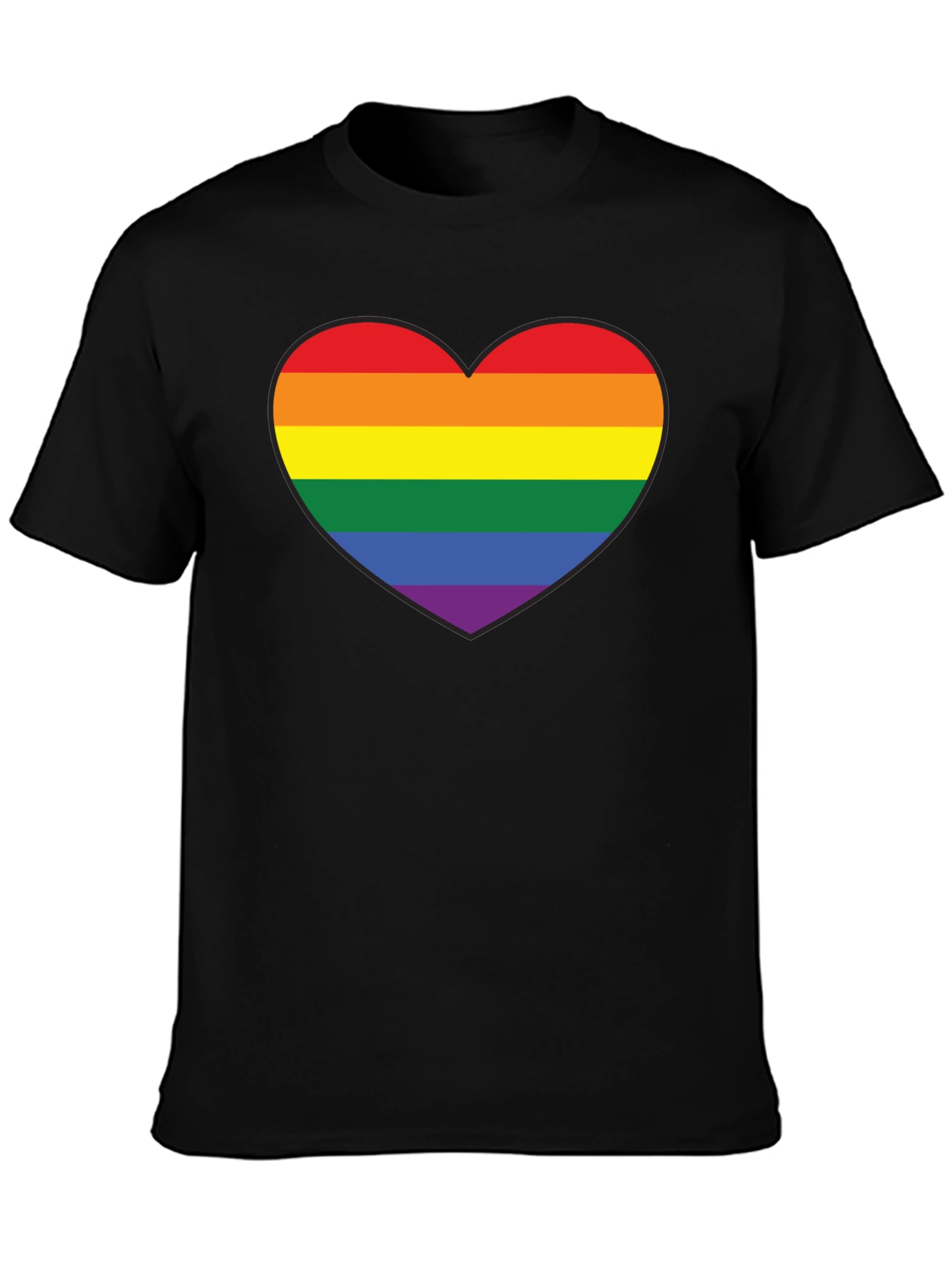 LGBT Pride Rainbow Heart Black T-Shirt