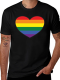 LGBT Pride Rainbow Heart Black T-Shirt