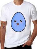 Cute Egg Cartoon Graphic T-Shirt - Black