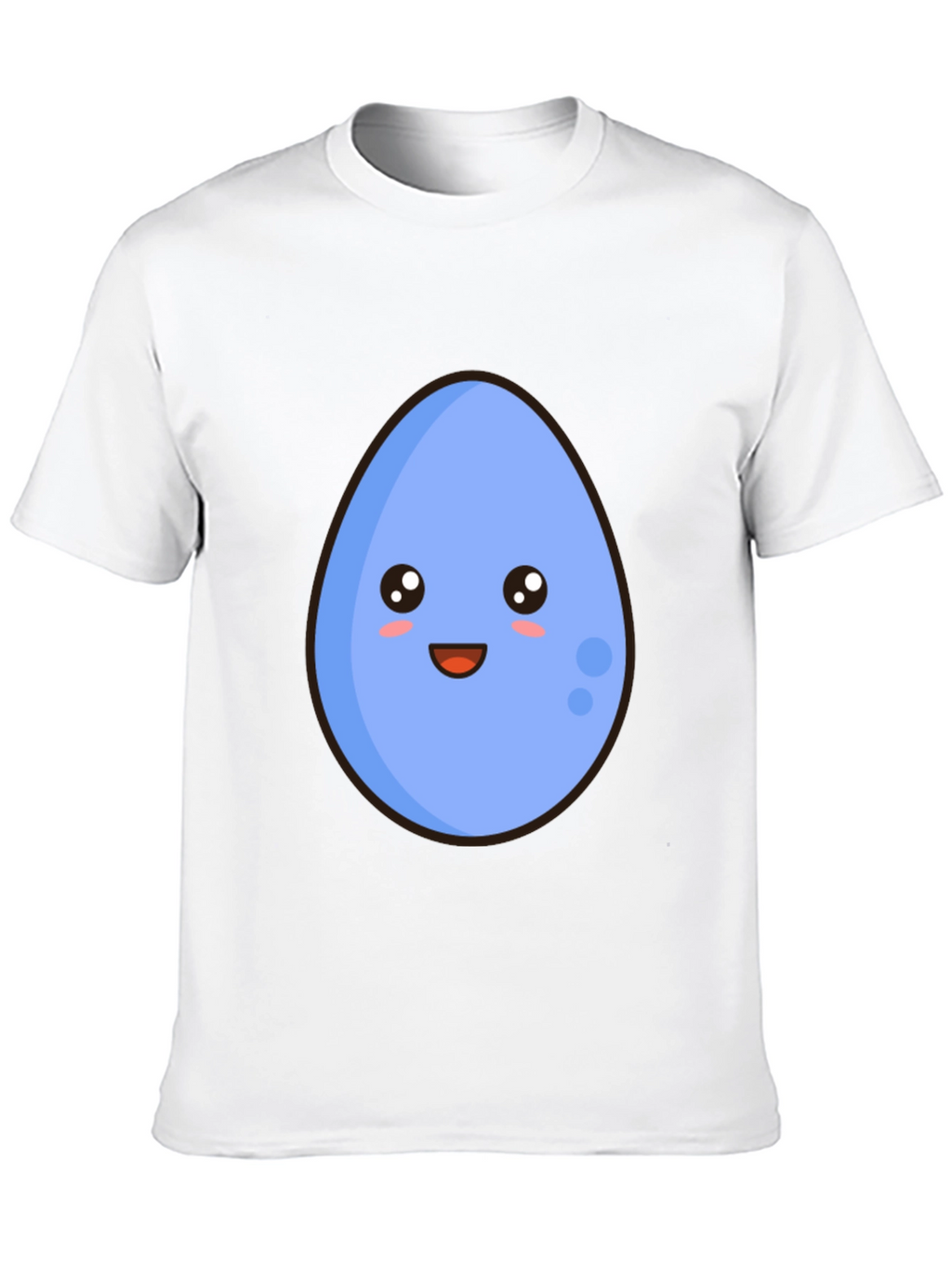 Cute Egg Cartoon Graphic T-Shirt - Black