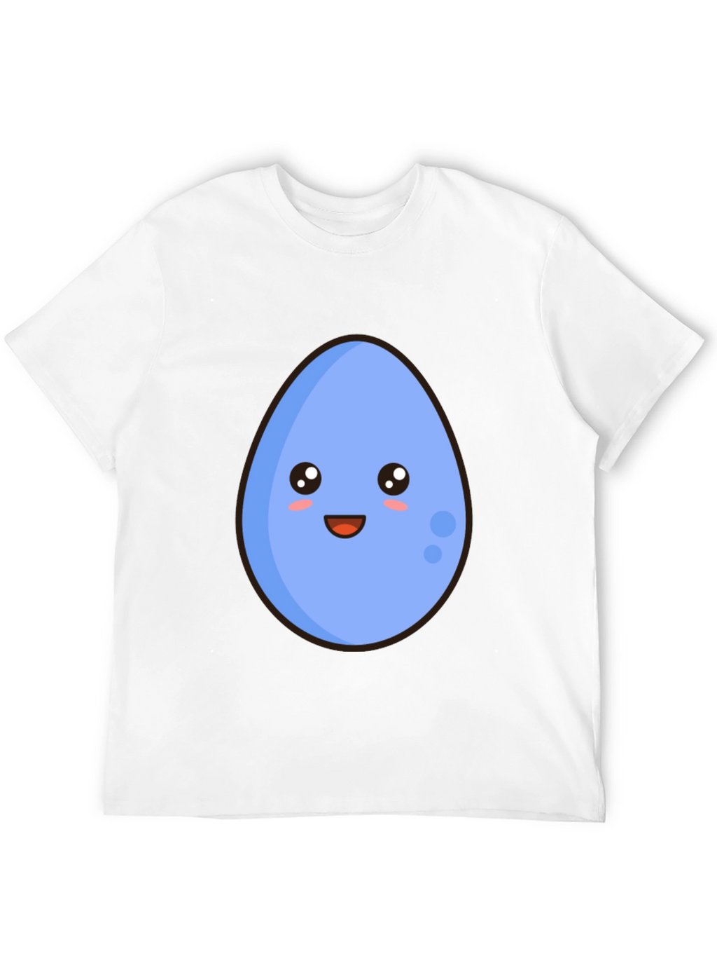Cute Egg Cartoon Graphic T-Shirt - Black