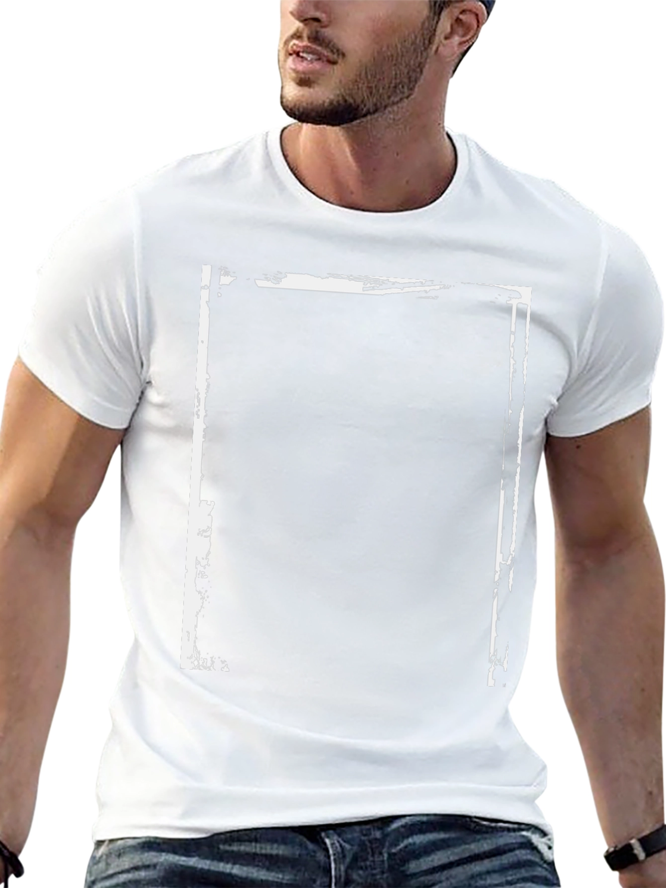 Black T-Shirt with Abstract White Frame