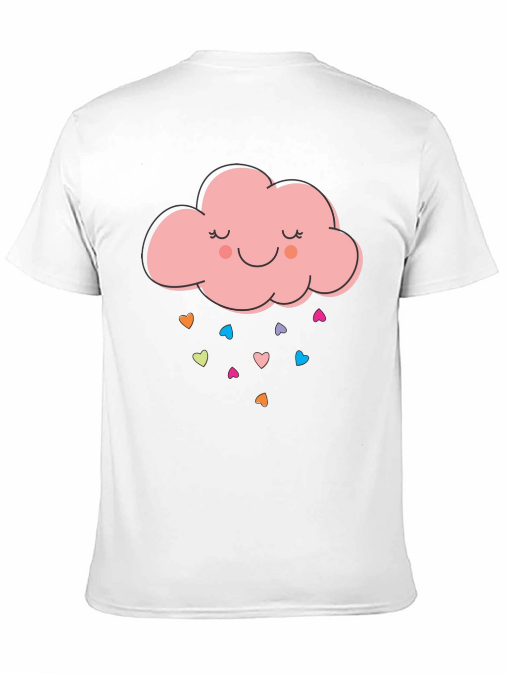 Cute Cloud Heart Rain Graphic Tee - Black