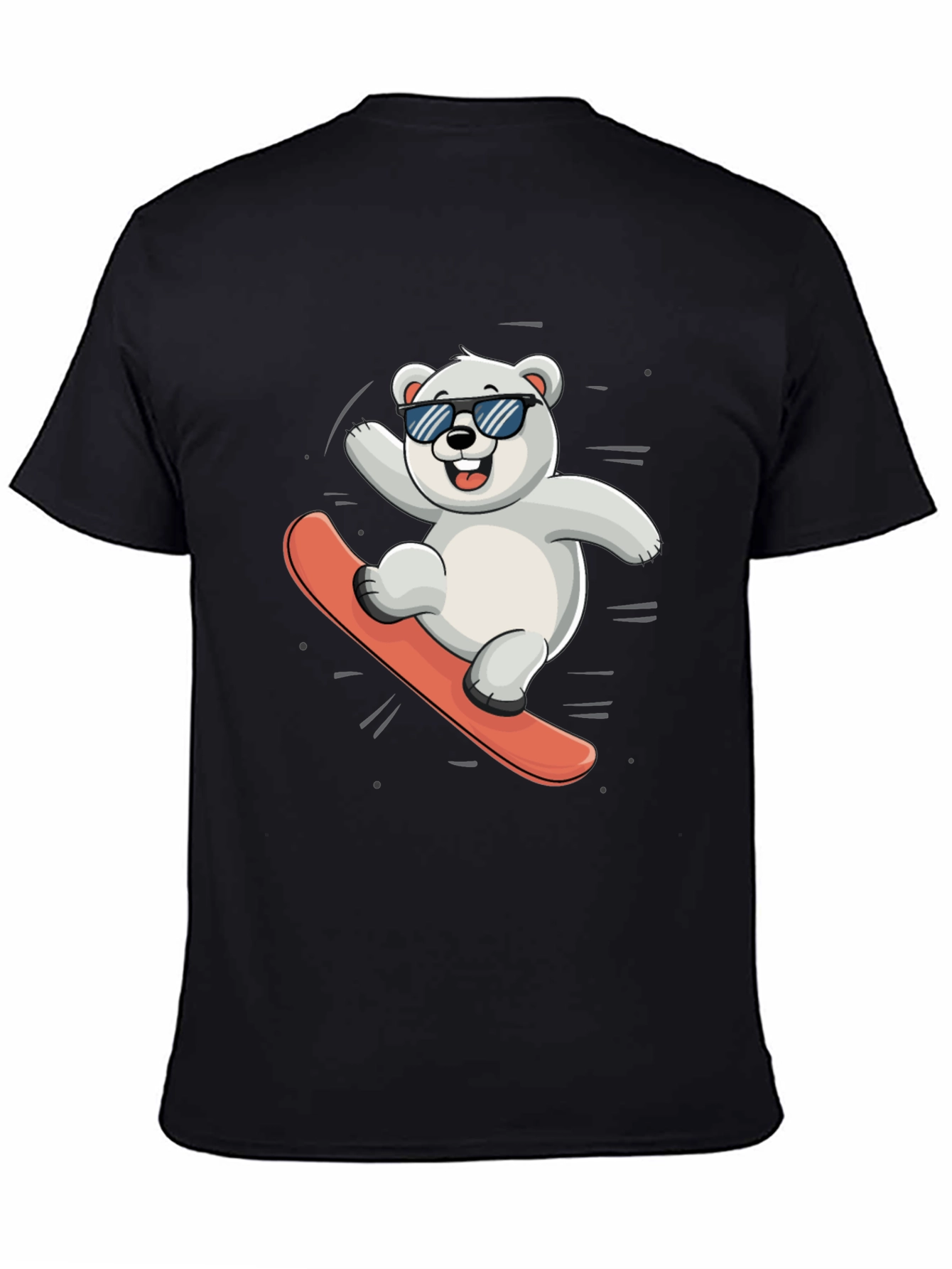 Cool Polar Bear Snowboarding Graphic Tee