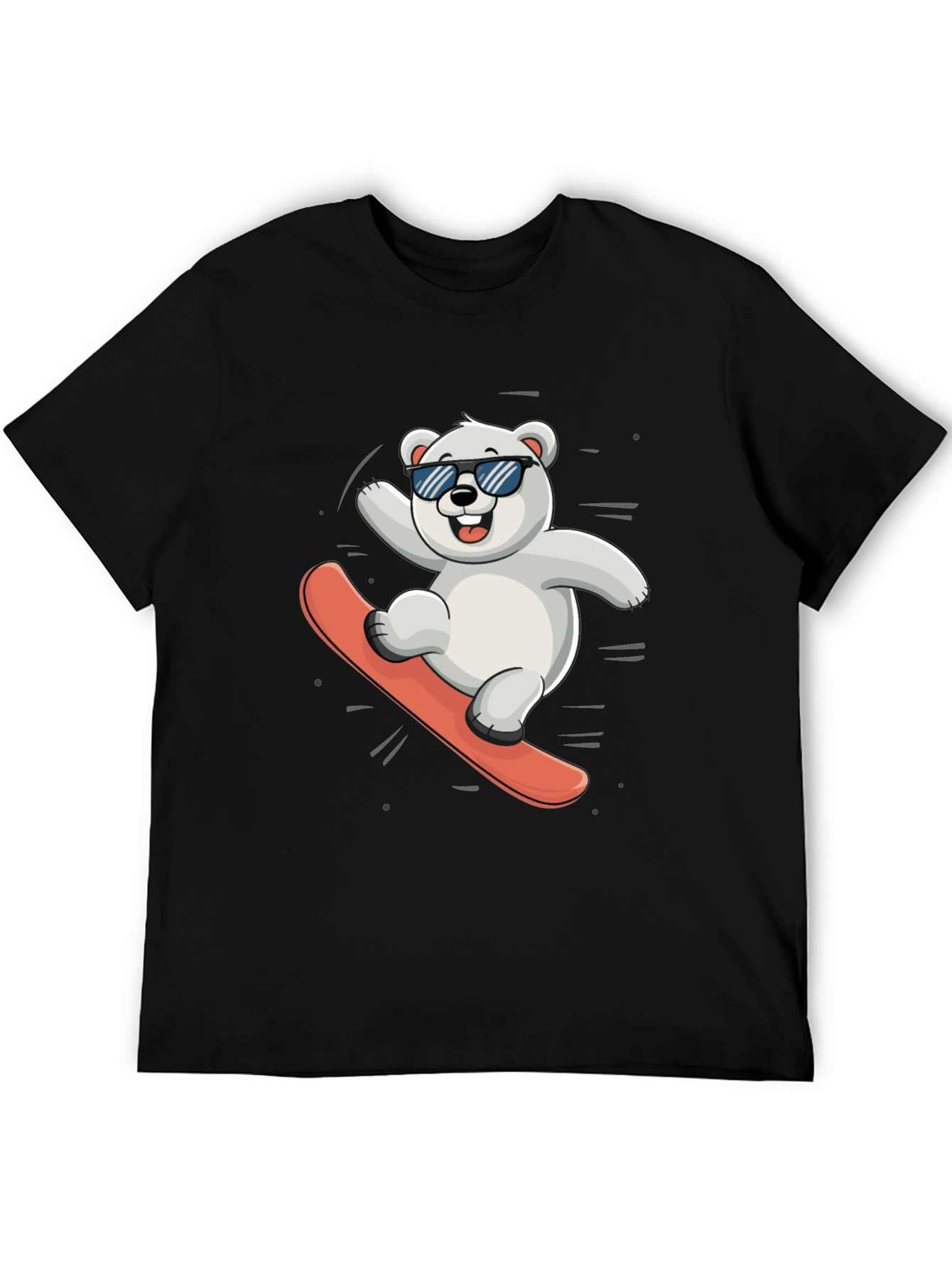 Cool Polar Bear Snowboarding Graphic Tee