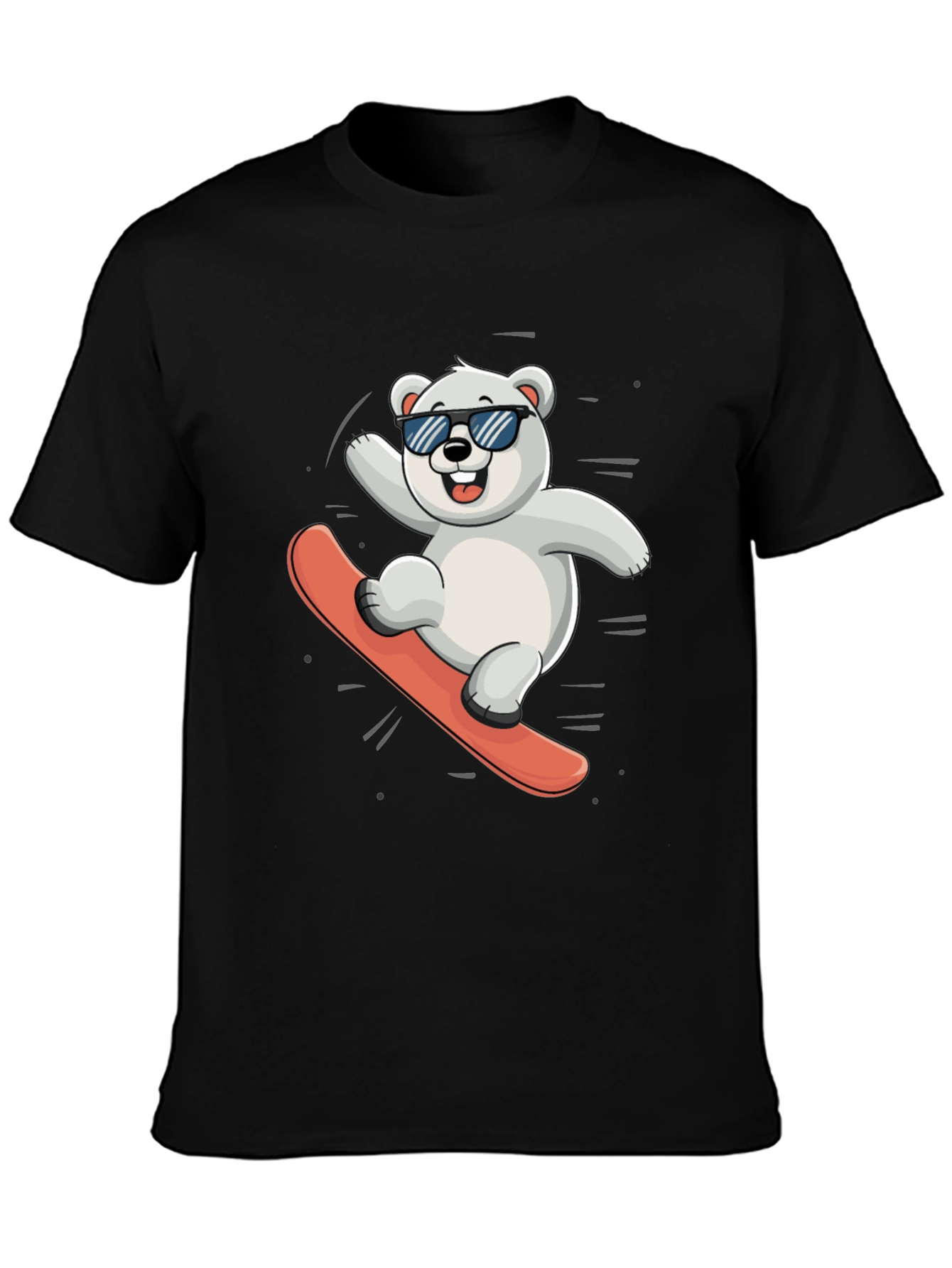 Cool Polar Bear Snowboarding Graphic Tee