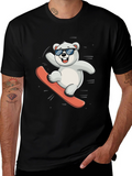 Cool Polar Bear Snowboarding Graphic Tee