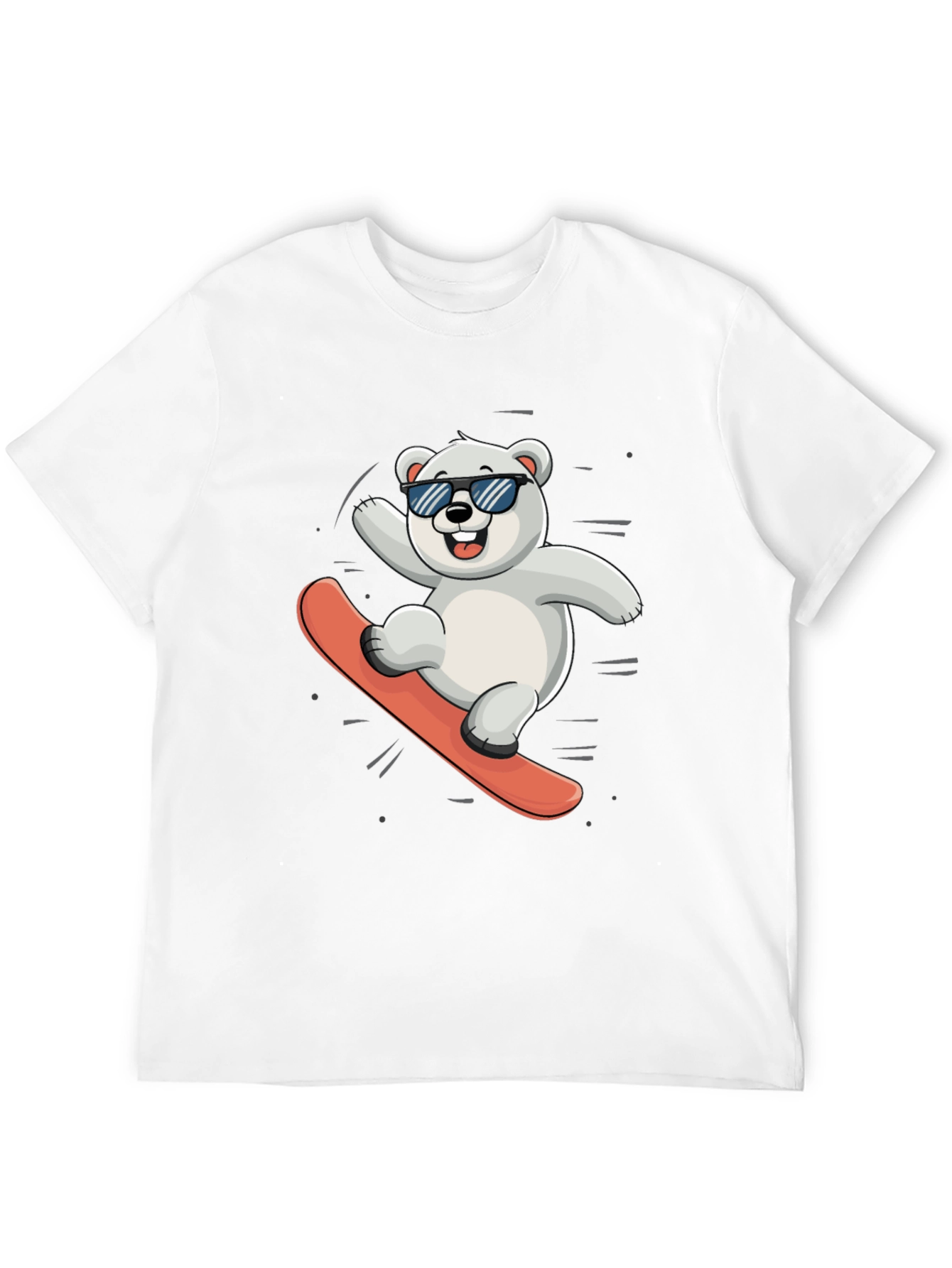 Cool Polar Bear Snowboarding Graphic Tee