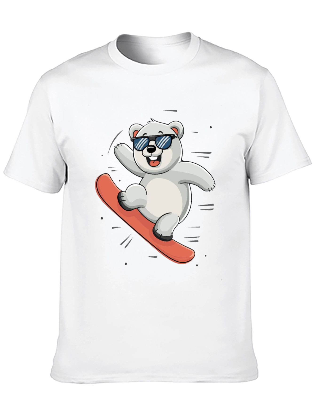Cool Polar Bear Snowboarding Graphic Tee