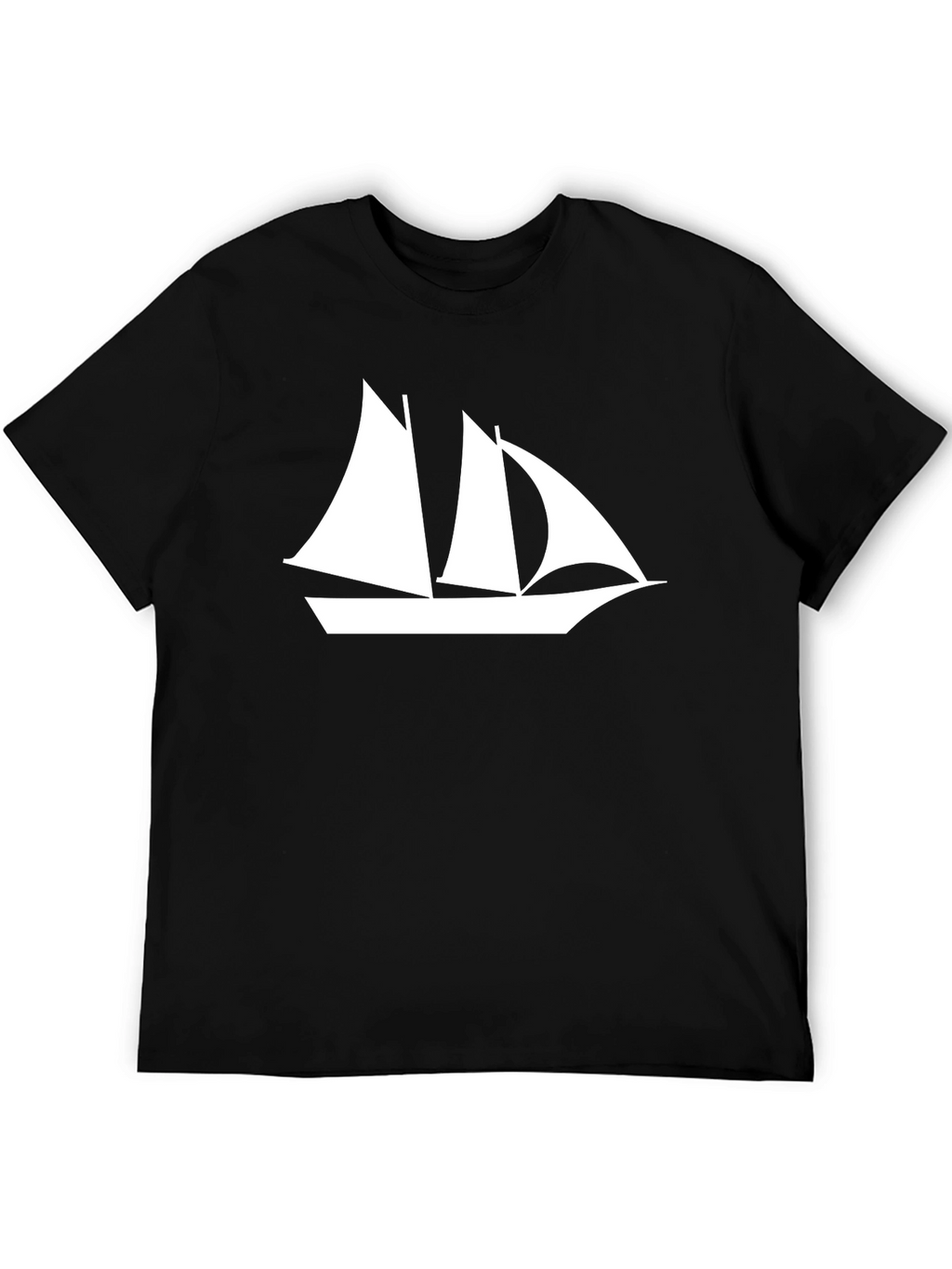 Sailboat Graphic Tee - Black Cotton T-Shirt