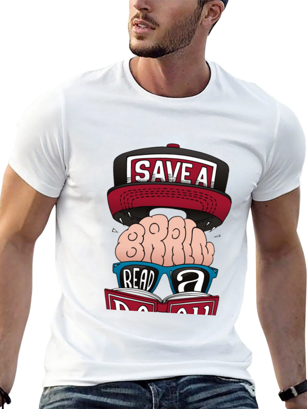 Save a Brain Read a Book Graphic Tee
