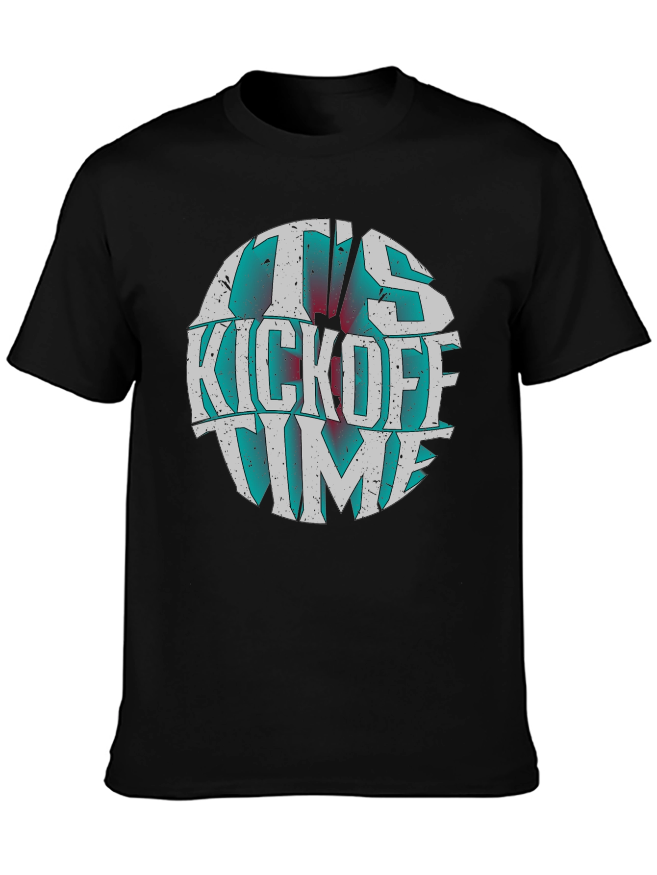 Its Kickoff Time Graphic Tee - Black Cotton T-Shirt