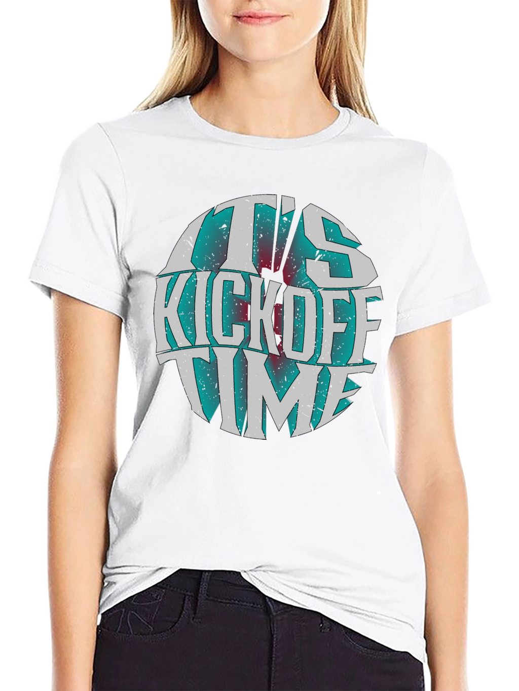 Its Kickoff Time Graphic Tee - Black Cotton T-Shirt