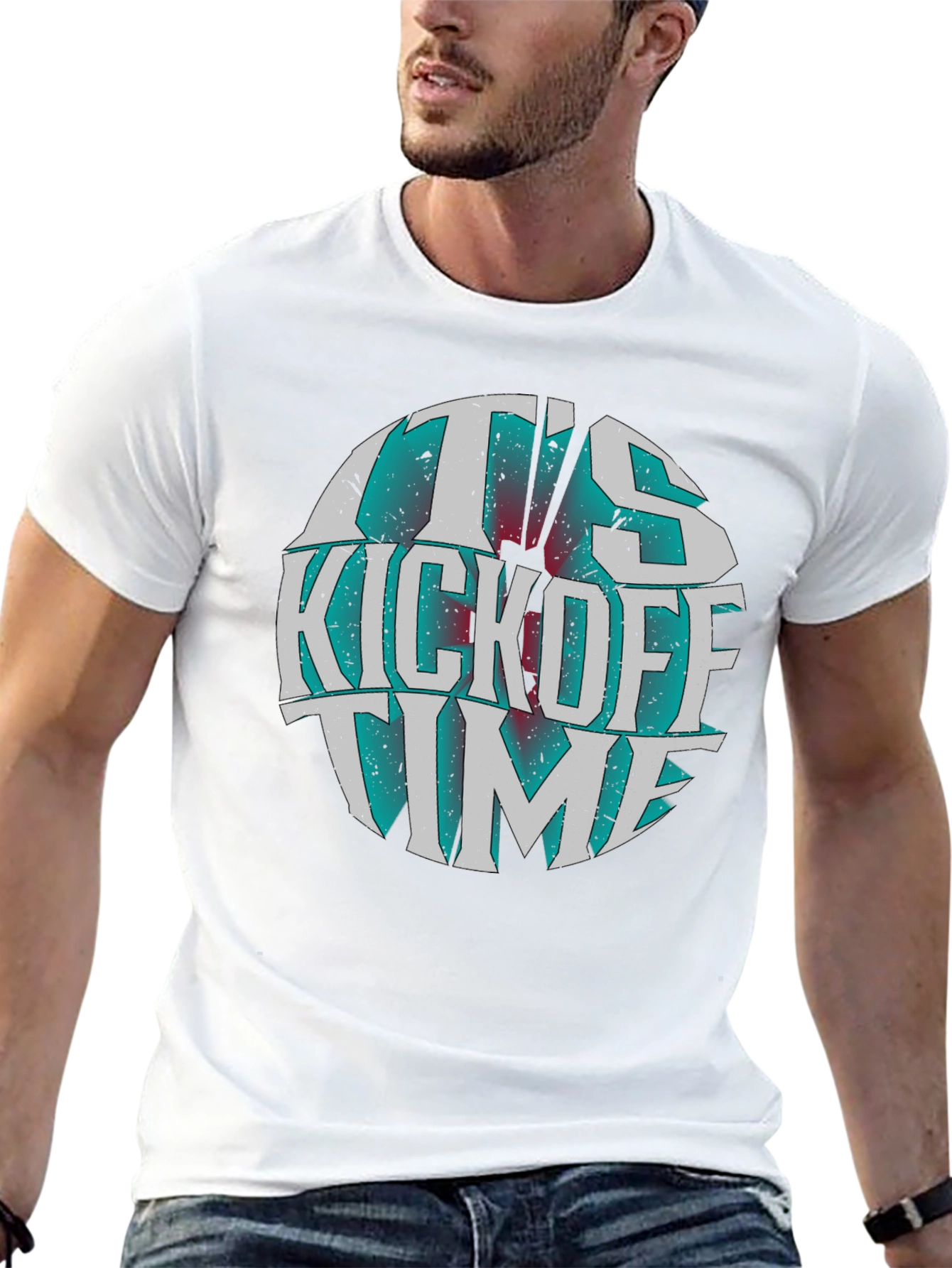 Its Kickoff Time Graphic Tee - Black Cotton T-Shirt