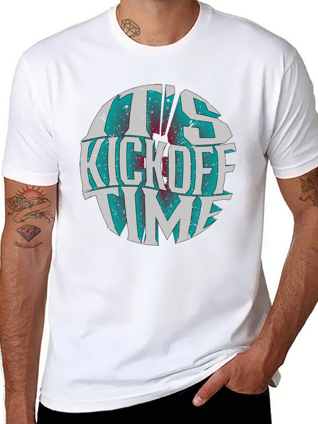 Its Kickoff Time Graphic Tee - Black Cotton T-Shirt