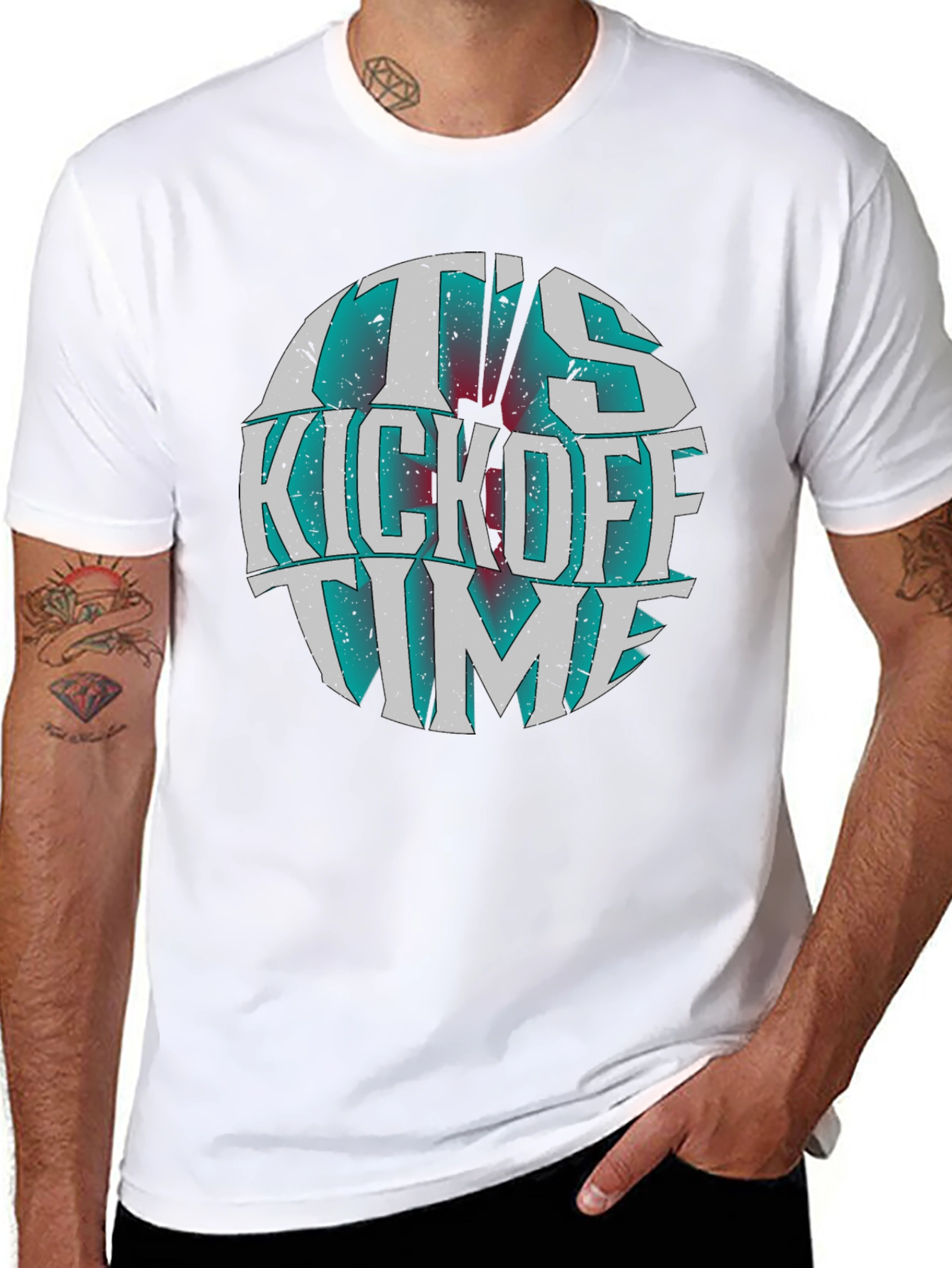 Its Kickoff Time Graphic Tee - Black Cotton T-Shirt